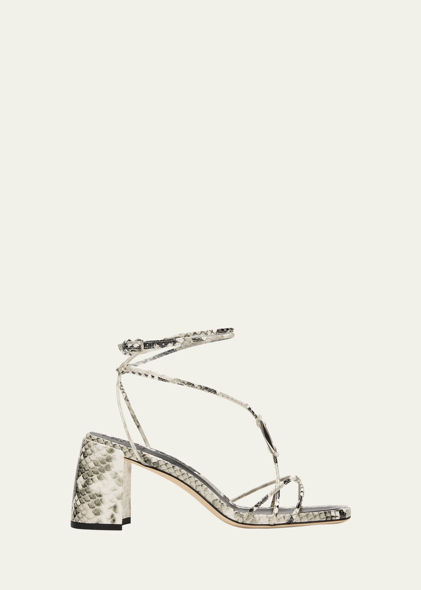 Shop Jimmy Choo Onyxia Strappy Embossed Ankle-strap Sandals In Rccasl