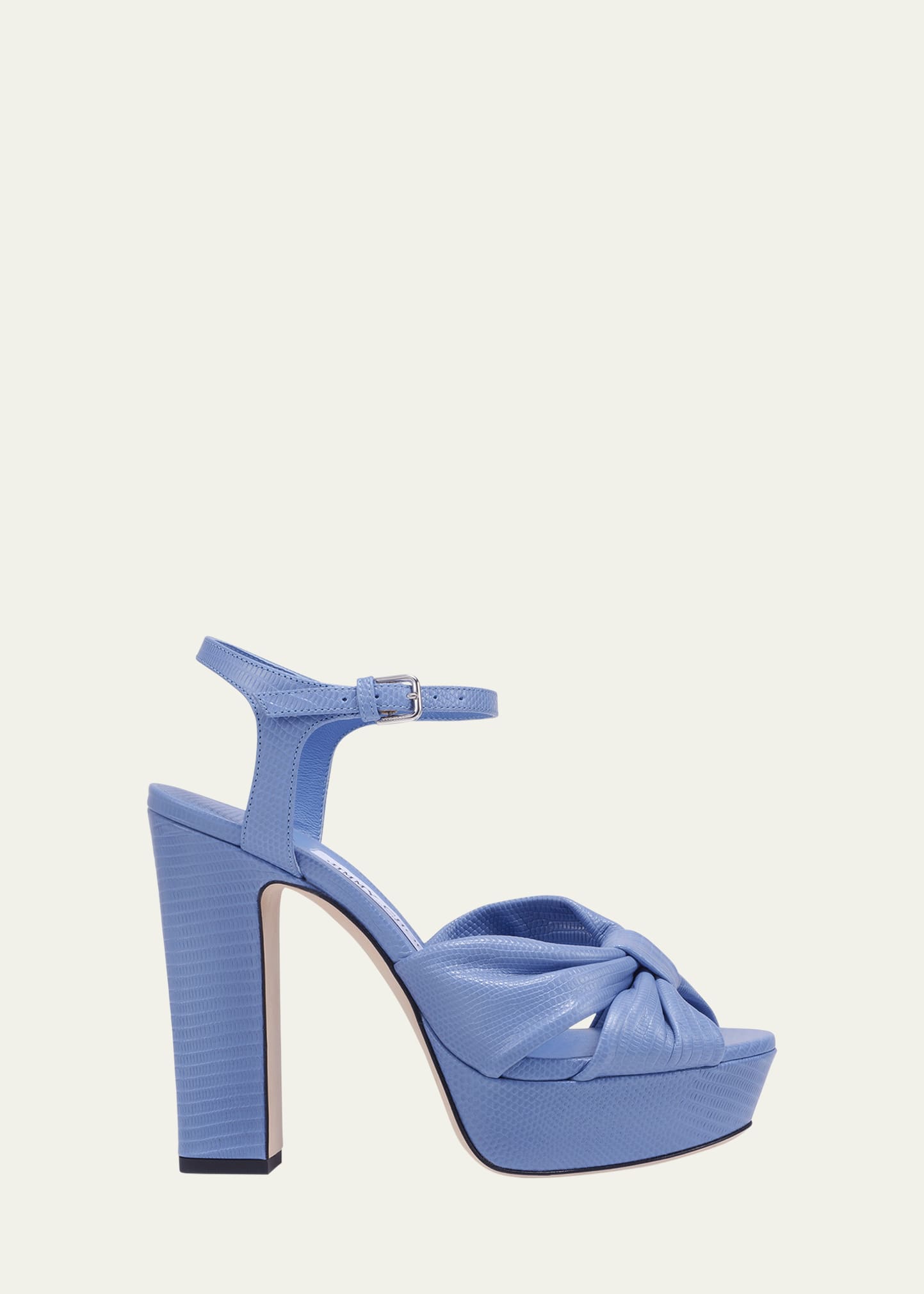 Shop Jimmy Choo Heloise Embossed Ankle-strap Platform Sandals In Blue