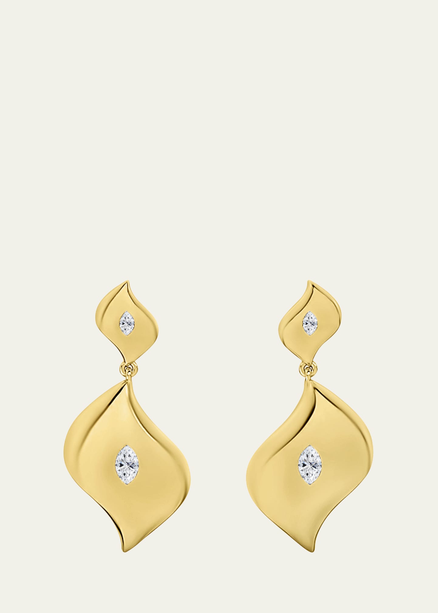 Almasika 18k Yellow Gold Harmony Sculpte Grande Diamond Drop Earrings