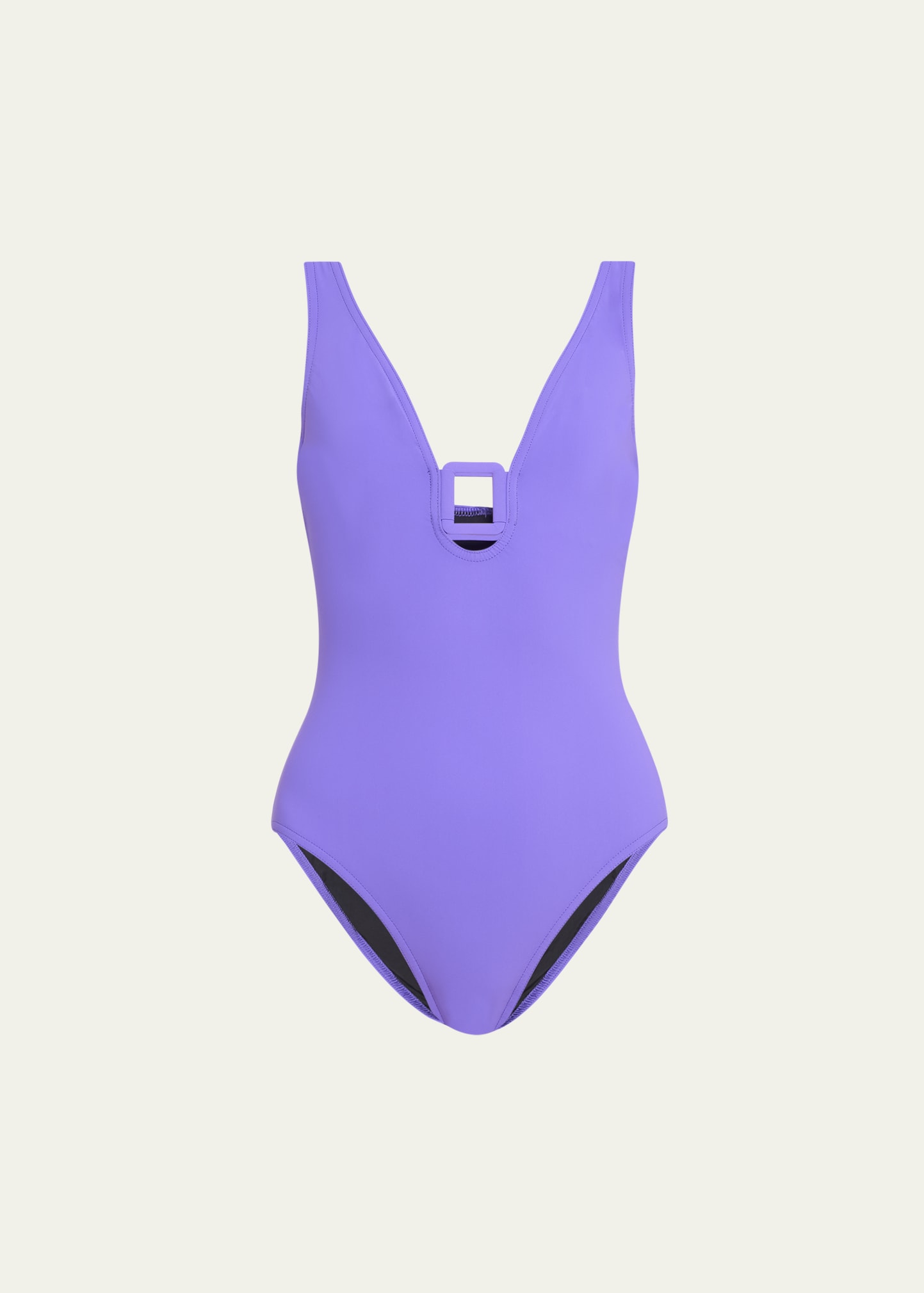 Shop Karla Colletto Juni V-neck Silent Underwire One-piece Swimsuit In Ultra Violet