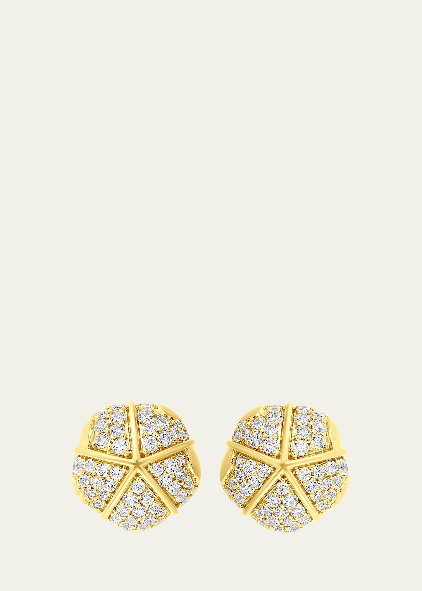 Almasika 18k Yellow Gold Terra Nova Grande Pave Stud Earrings With White Diamonds