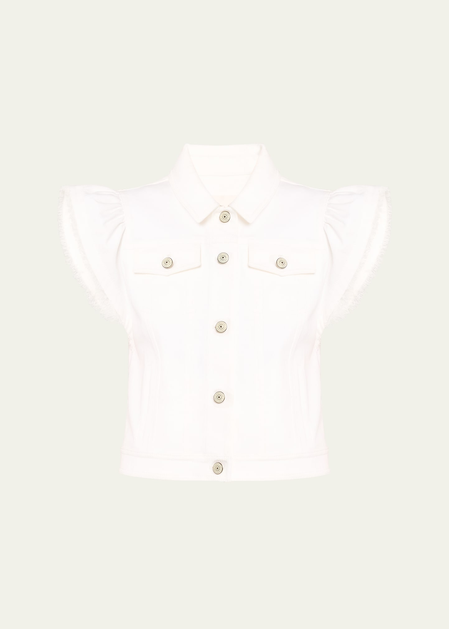 Shop Cinq À Sept Adley Flutter-sleeve Denim Vest In White