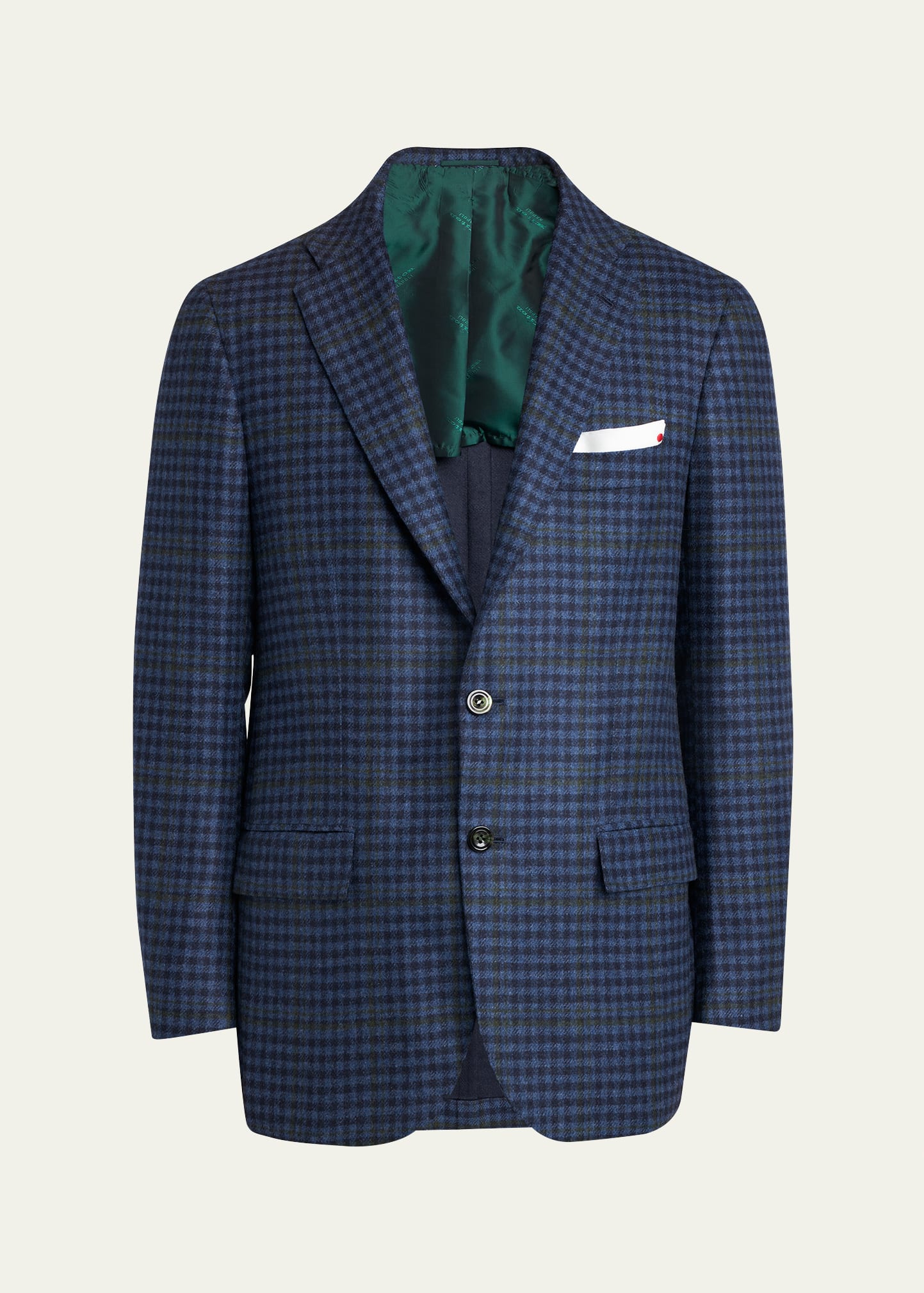 Kiton Men's Cashmere-wool Check Sport Coat In Navy