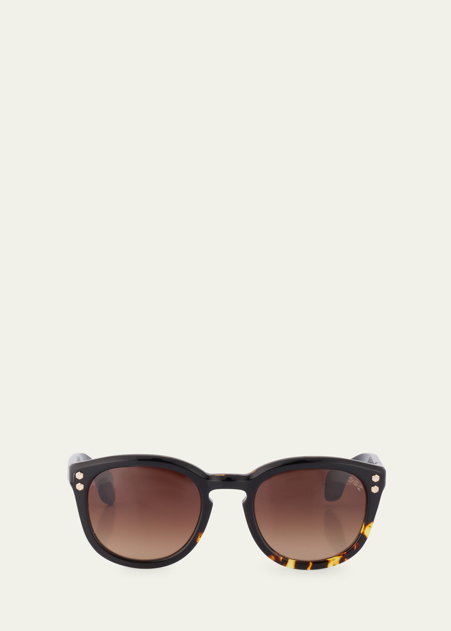 Shop Hoorsenbuhs Keyhole Acetate Round Sunglasses In Black