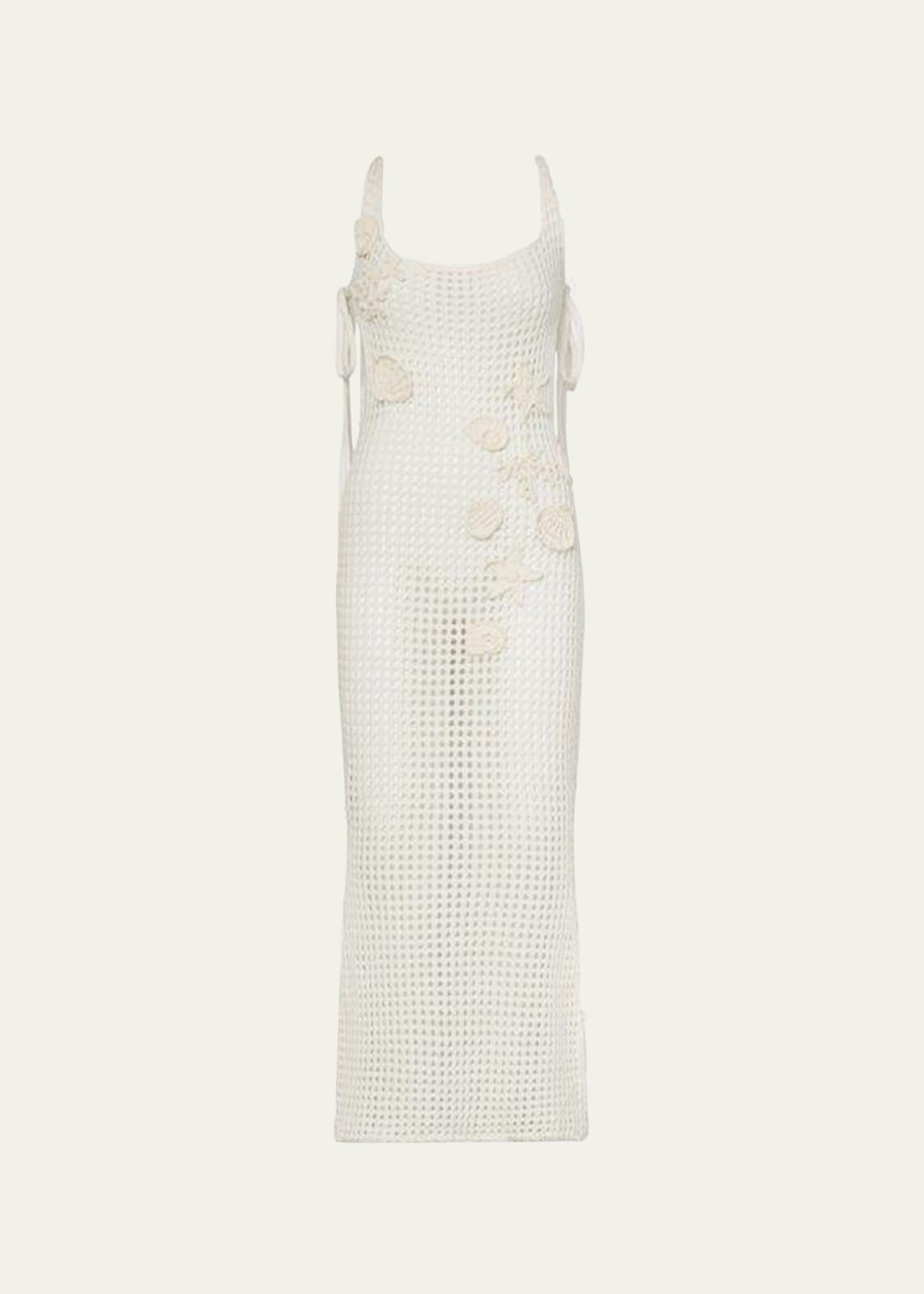 Seashells Crochet-Knit Midi Dress