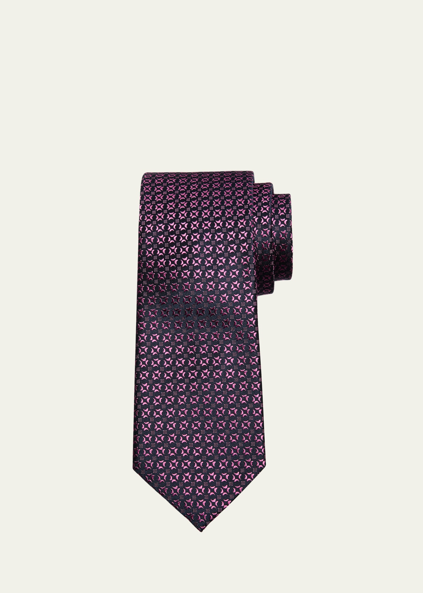 Shop Charvet Men's Silk Geometric Jacquard Tie In 15rose
