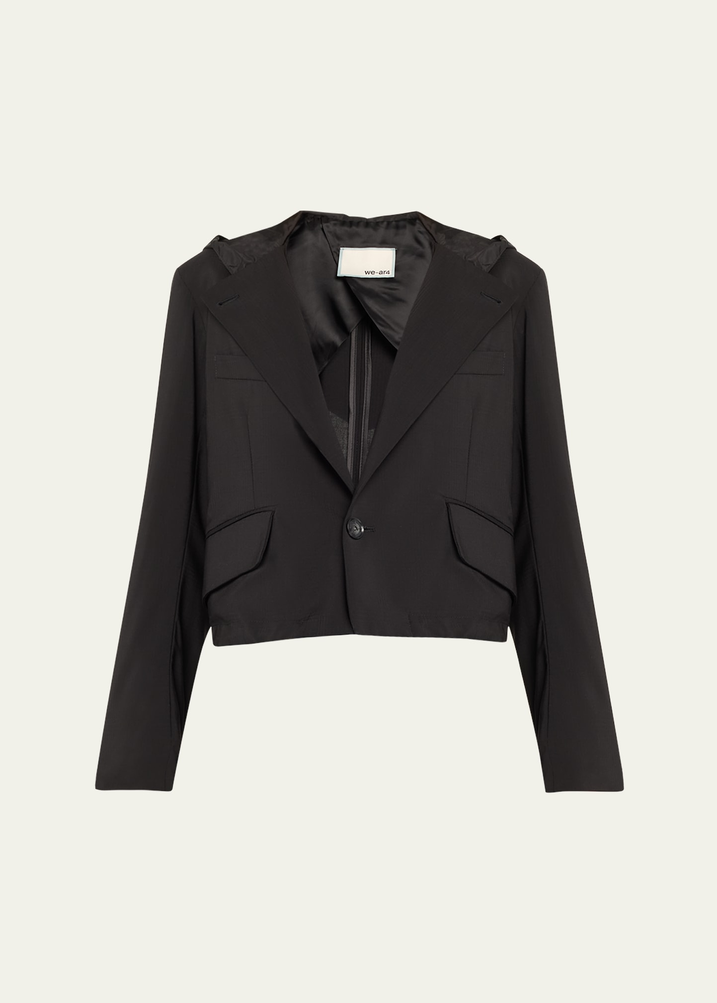 Shop We-ar4 The Cropped Hooded Blazer In Black
