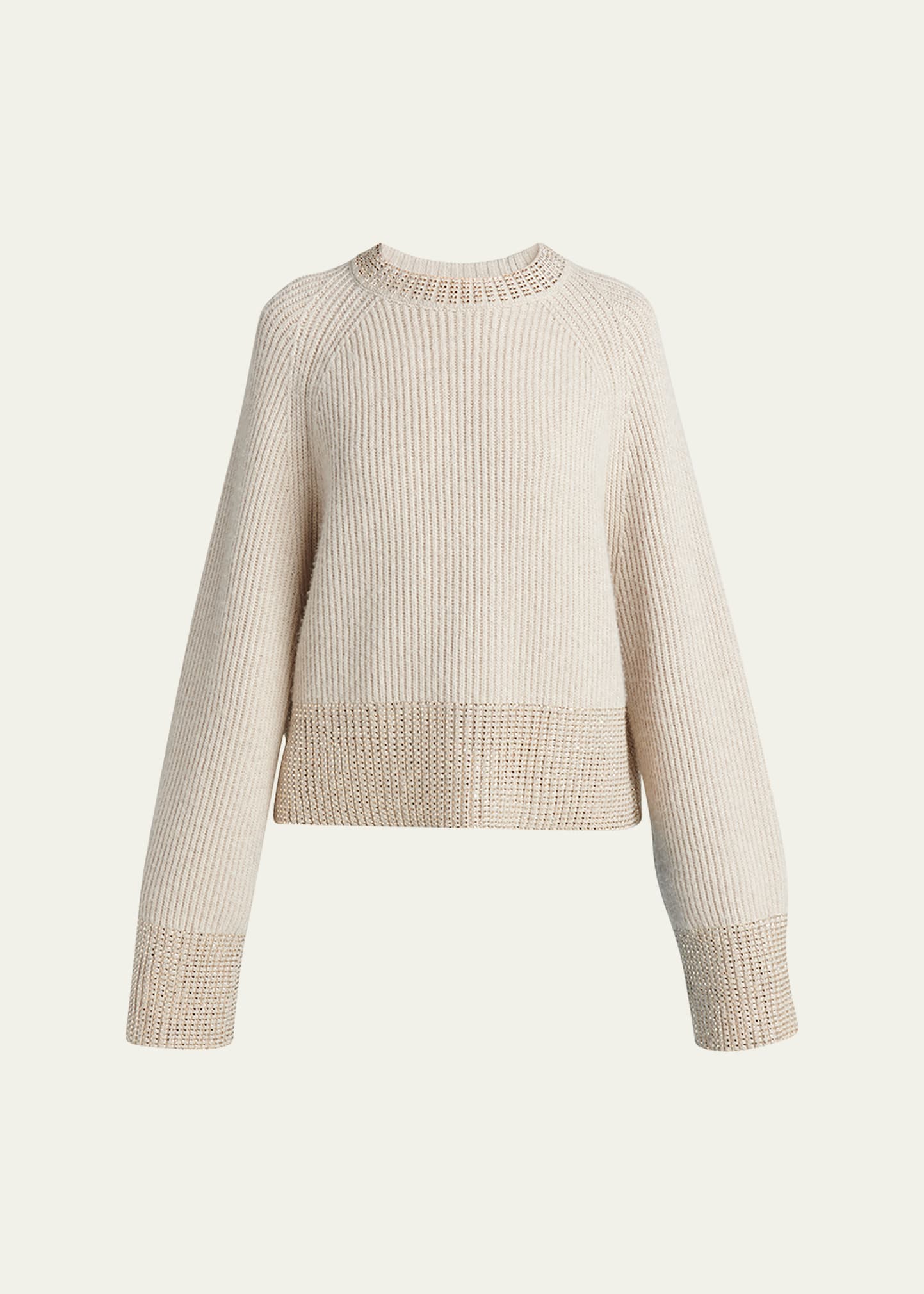 Golden Goose Boxy Sweater With Crystals In Light Tan