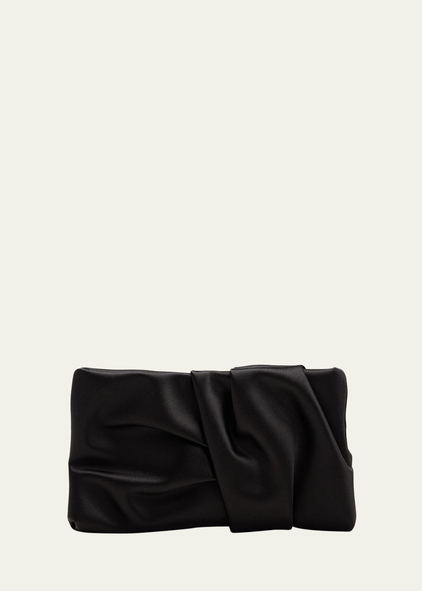 Jimmy Choo Bonny Ruched Satin Clutch Bag In Black