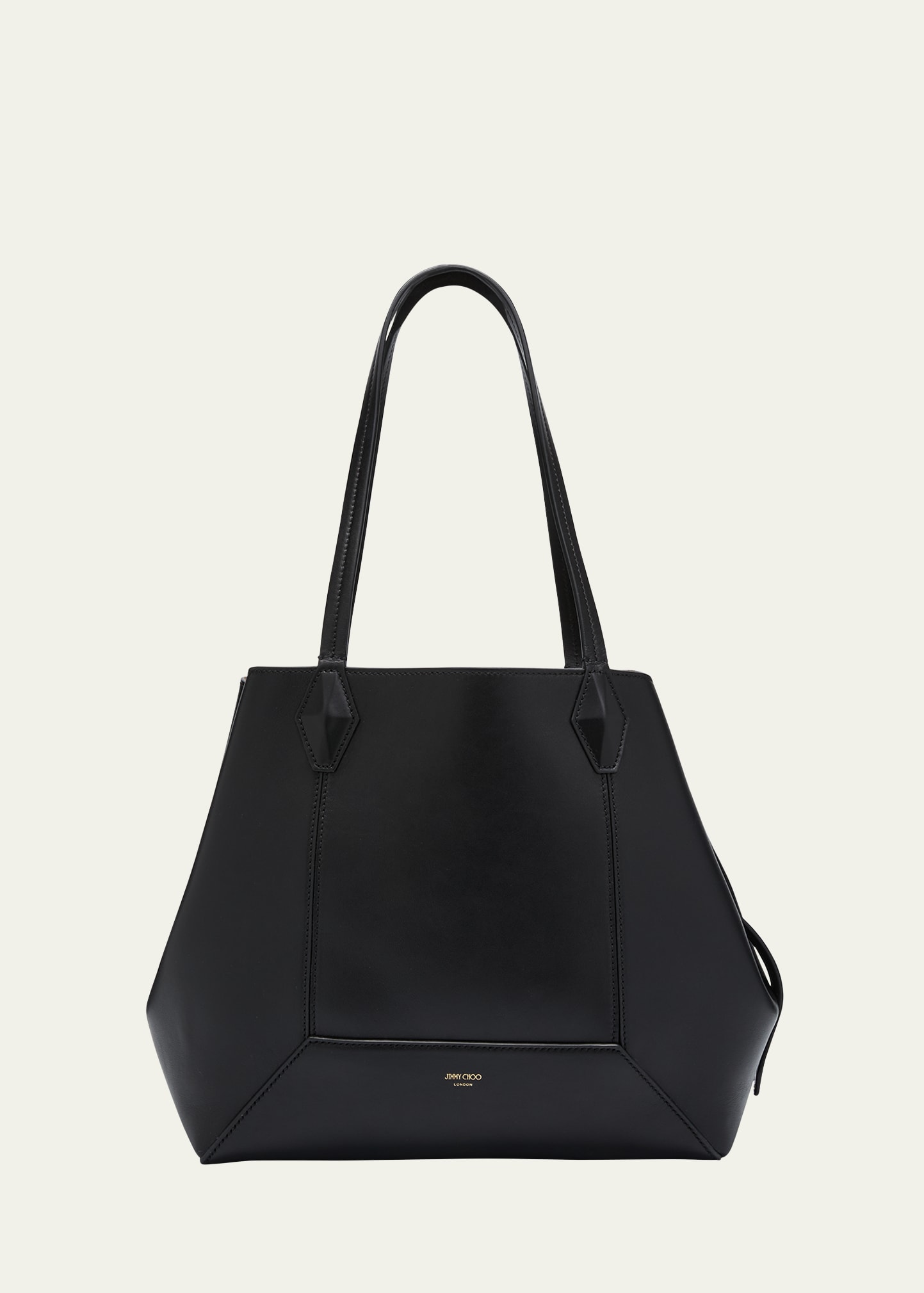 Jimmy Choo Medium Diamond Leather Tote Bag In Black