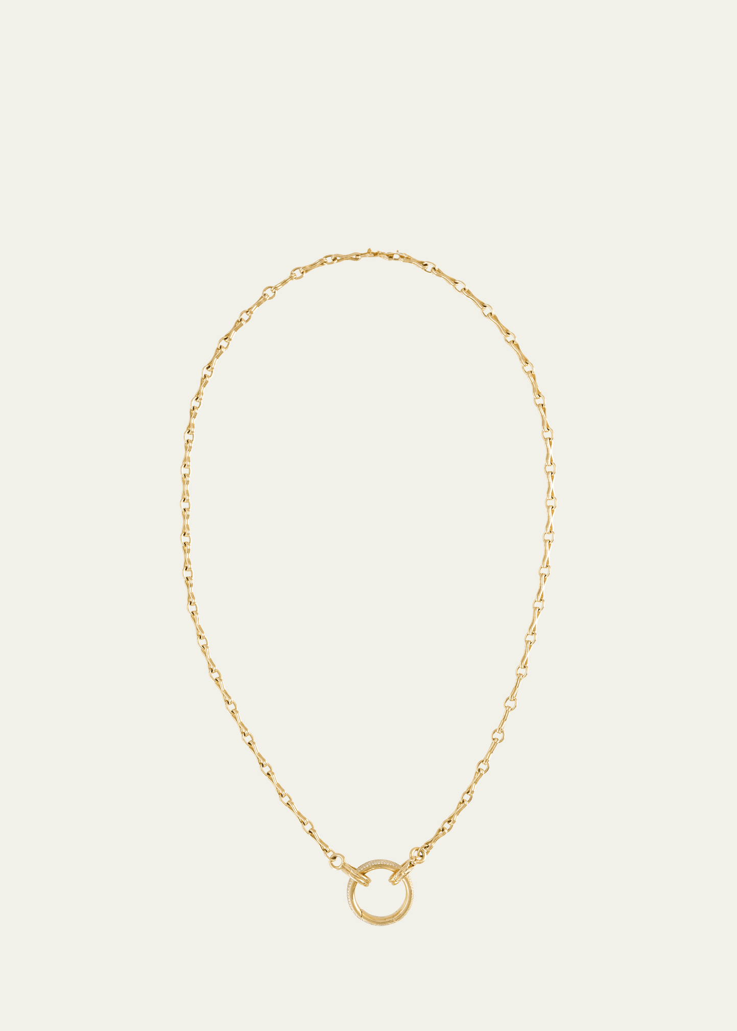 18K Yellow Gold Small Link Chain Necklace with Diamond Key Ring
