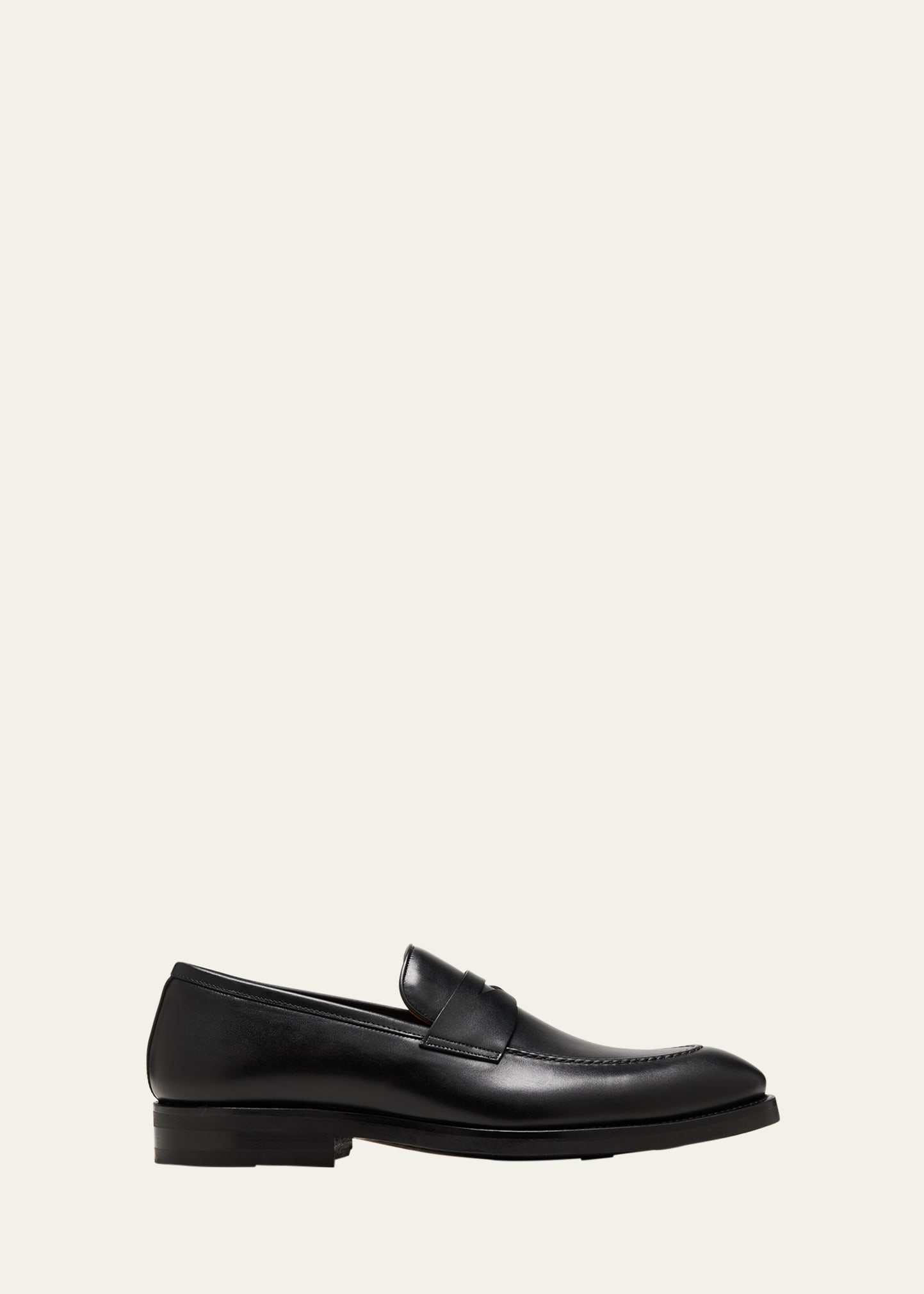 Magnanni Men's Lucien Rubber-sole Leather Penny Loafers In Black