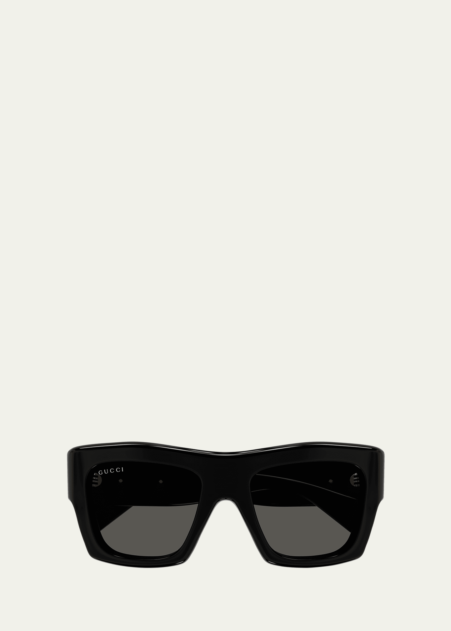 Shop Gucci Logo Acetate Rectangle Sunglasses In Black