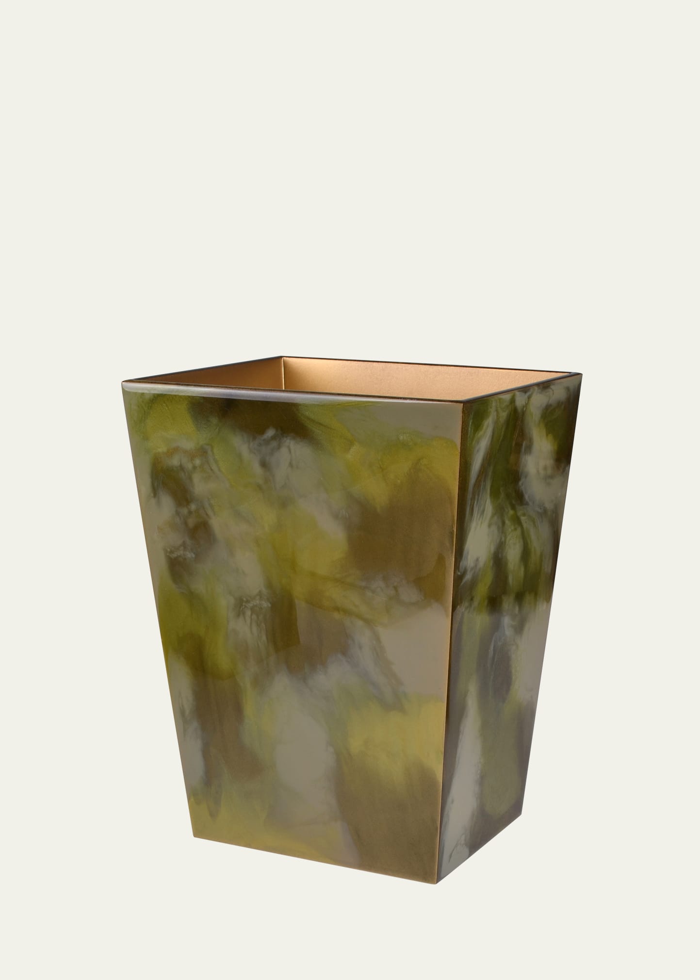 Mike & Ally Elan Wastebasket, Green In Green/ Gold