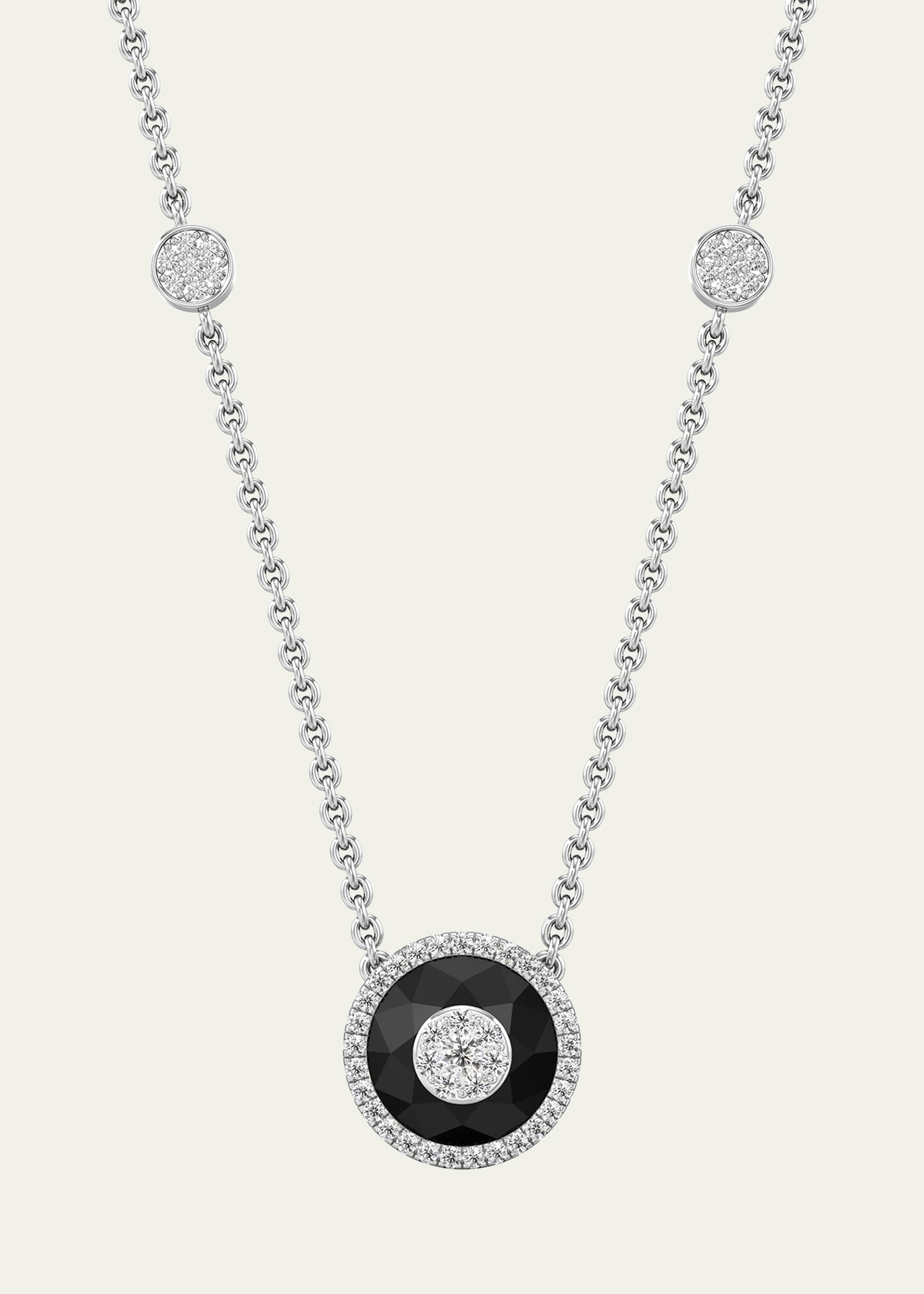 Bhansali 18k White Gold 10mm Halo Pendant Necklace With Diamonds