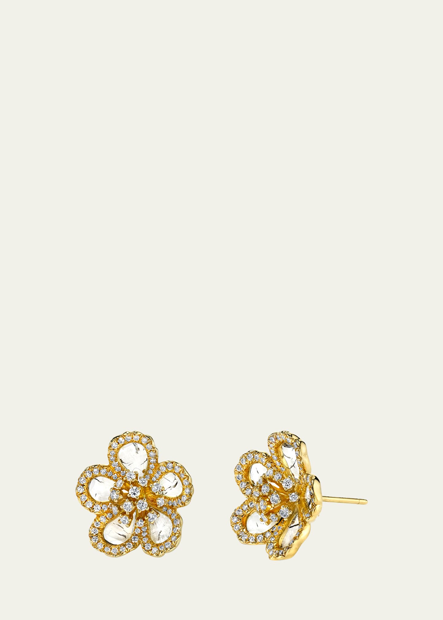 Grace Collection Flat Diamond Earrings, Yellow Gold