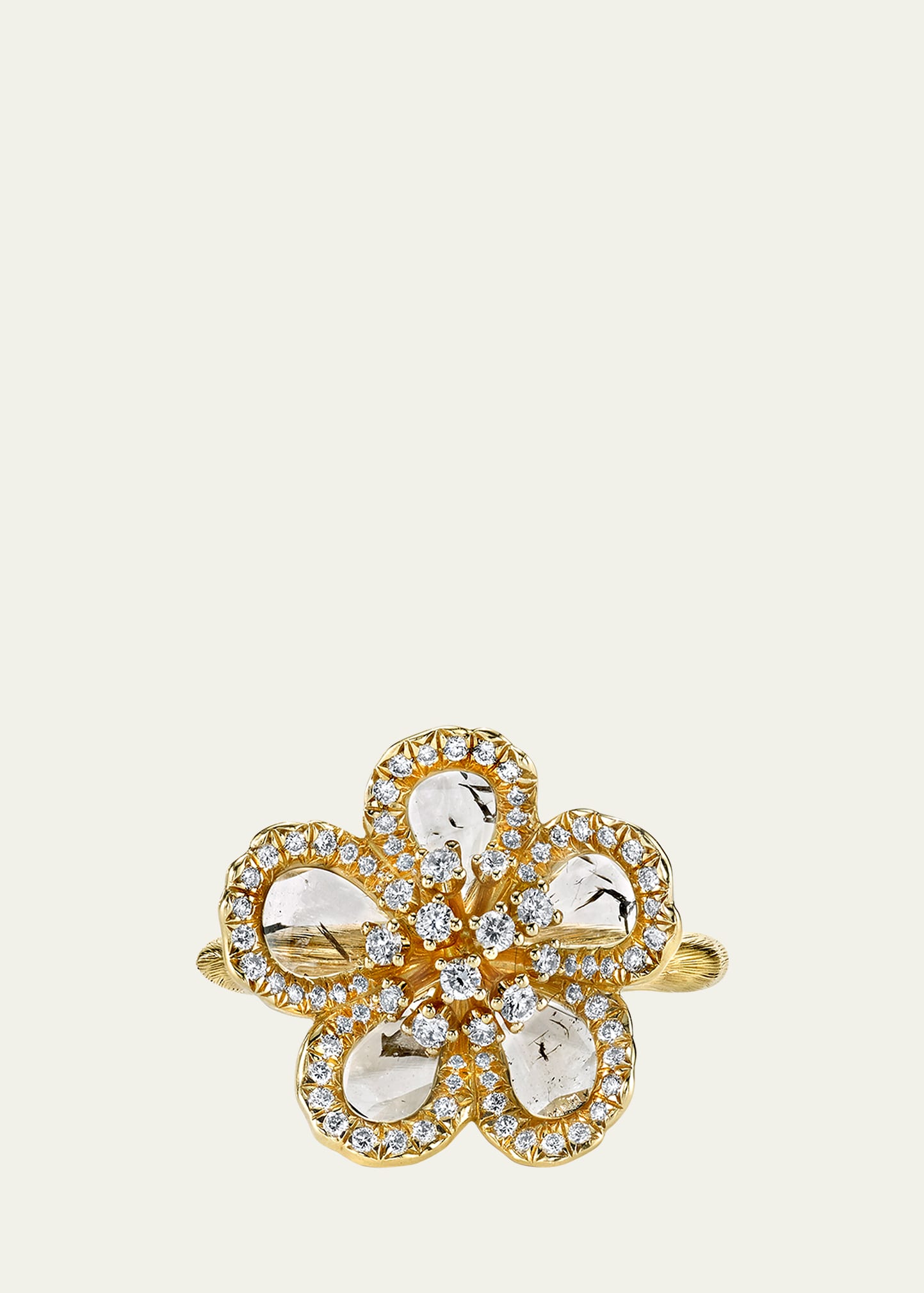 Grace Collection Flat Diamond Ring, Yellow Gold