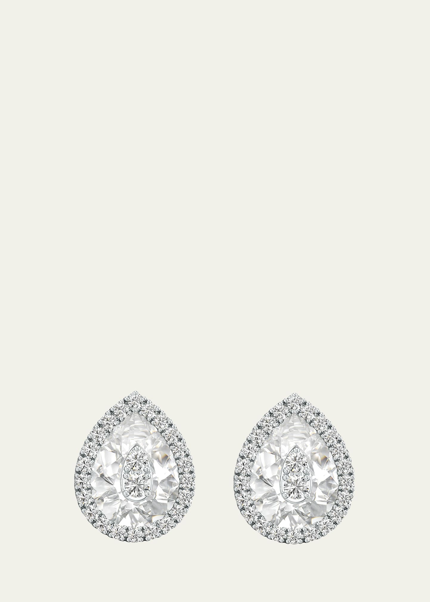 Bhansali One Collection Mini Pear-shape Earrings With Diamond Halo, White Quartz In Metallic