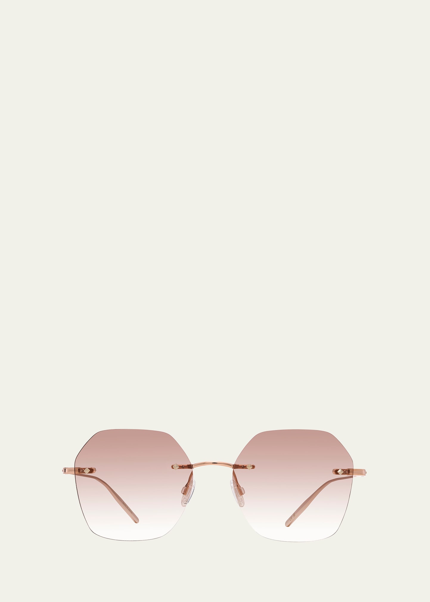 Shop Barton Perreira Rhona Rimless Rose Gold Titanium Square Sunglasses