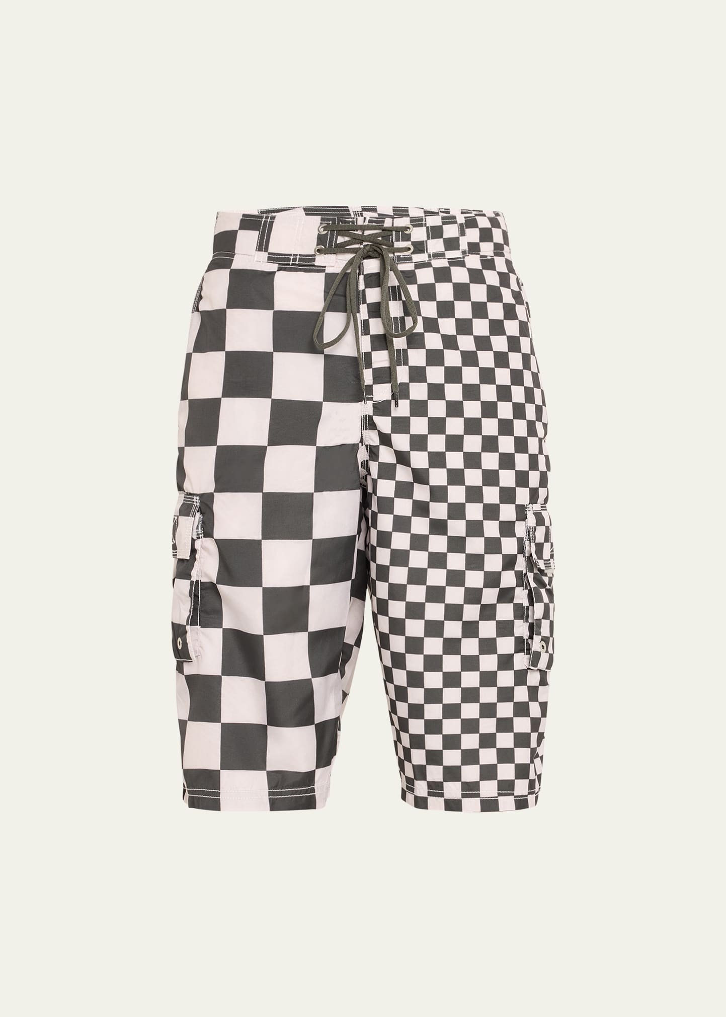 Shop Erl Men's Paneled Checker Cargo Shorts