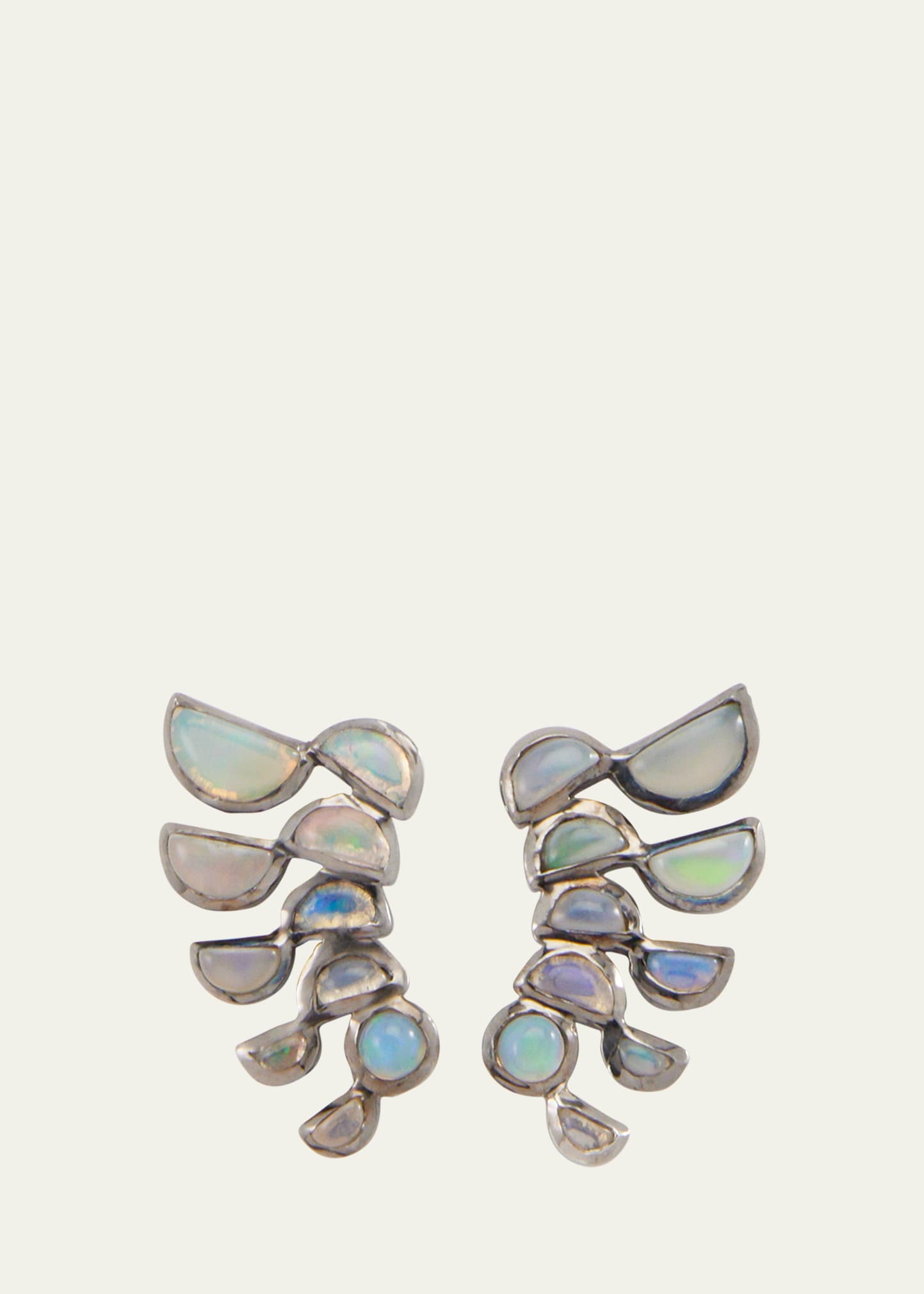 Nakard Lobster Earrings With Ethiopian Opal In Black