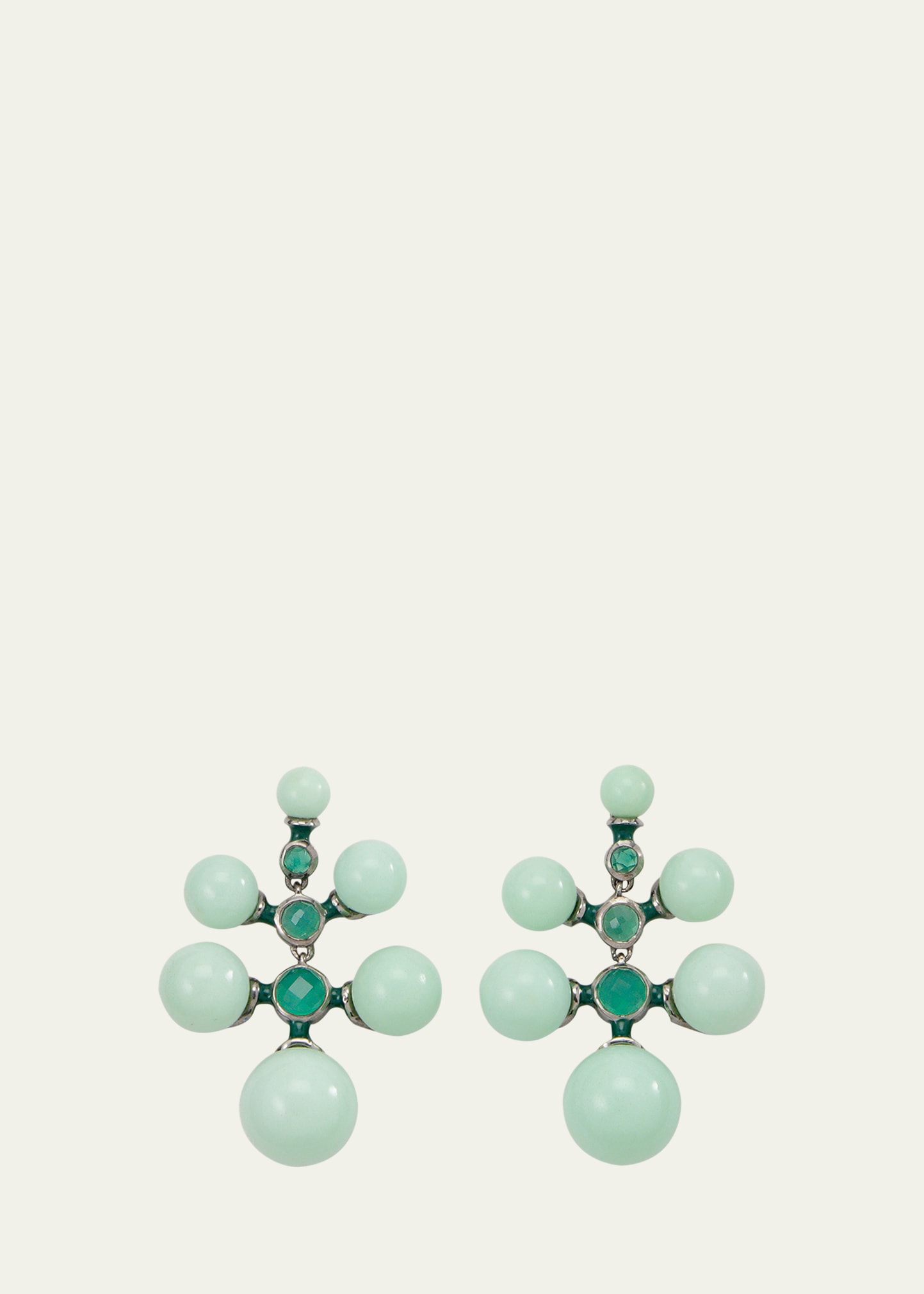 Nakard Radiant Earrings With Chrysoprase Spheres And Green Onyx