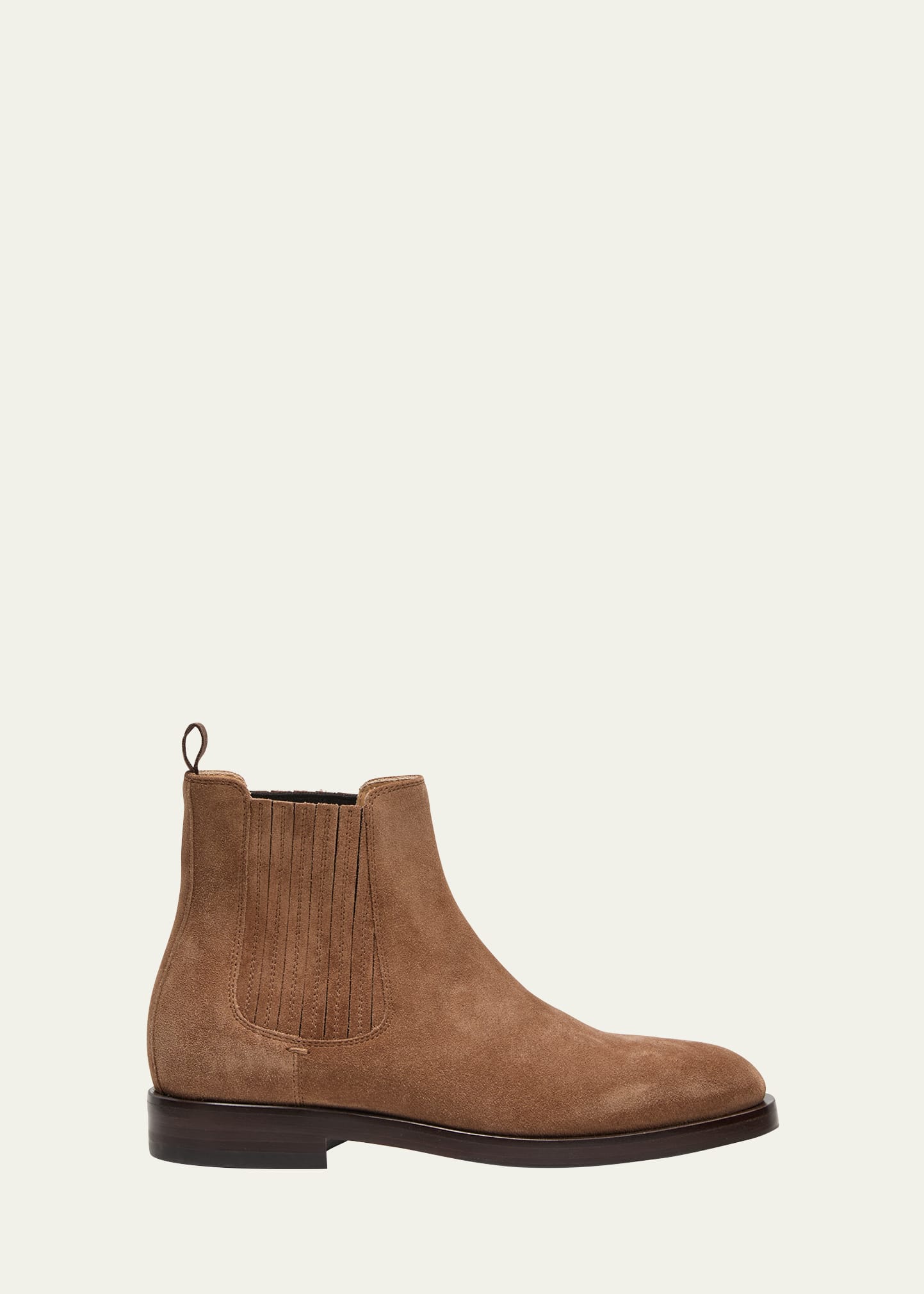 Brunello Cucinelli Dark Brown Suede Leather Ankle Boot In Chestnut