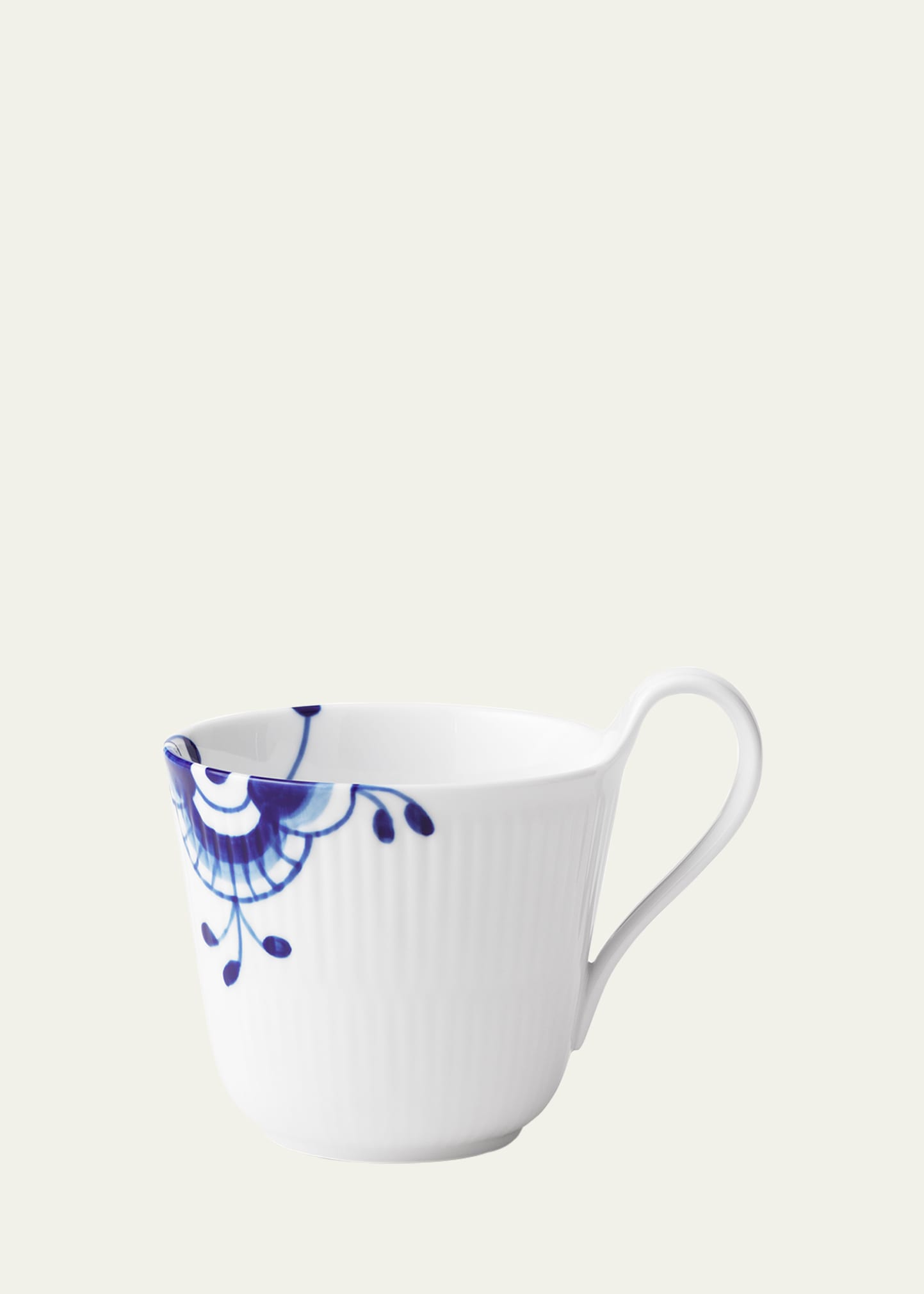 Royal Copenhagen Blue Fluted Mega High-handle Cup, 11 Oz. In White