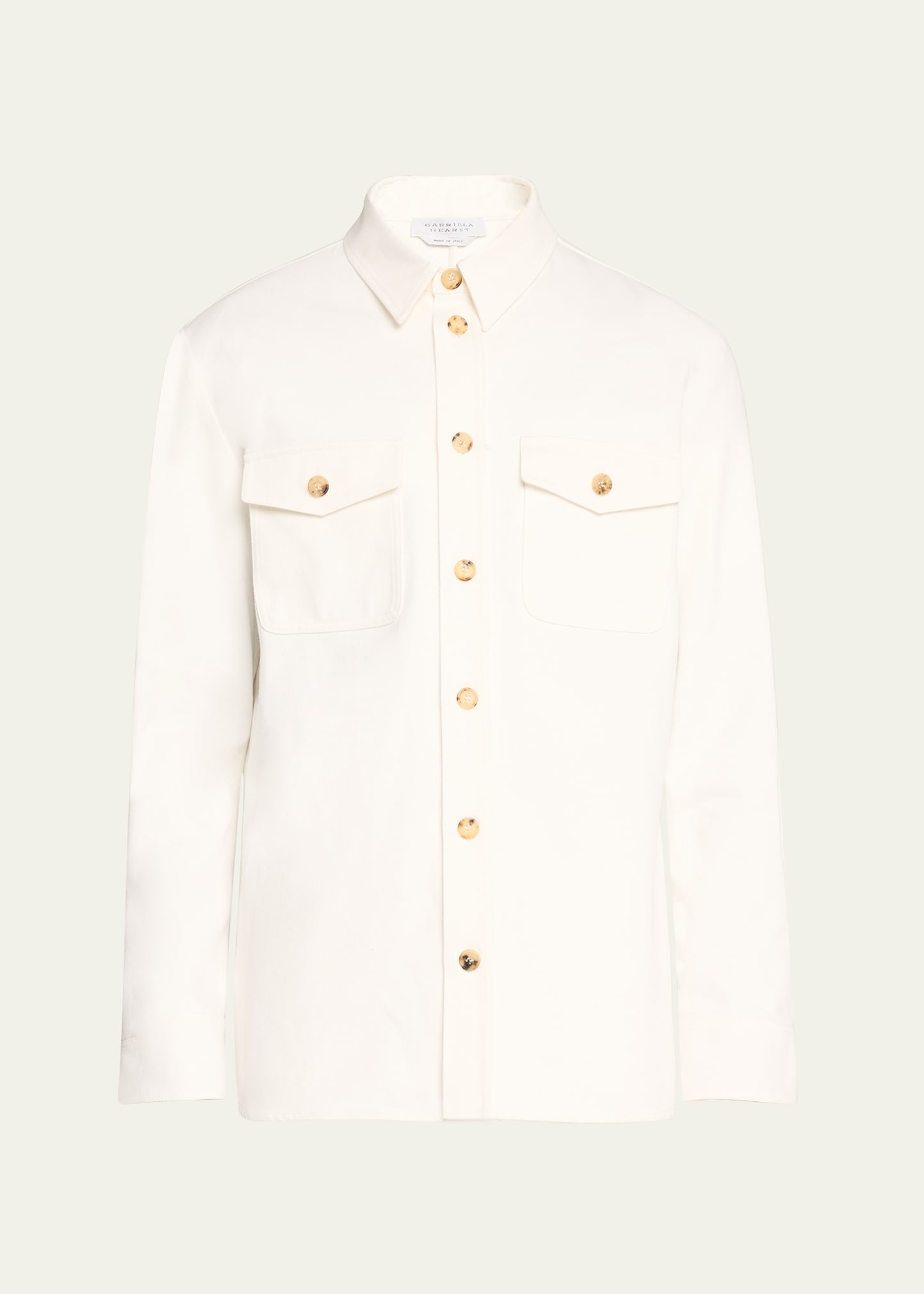 Shop Gabriela Hearst Men's Everly Cotton Overshirt In White