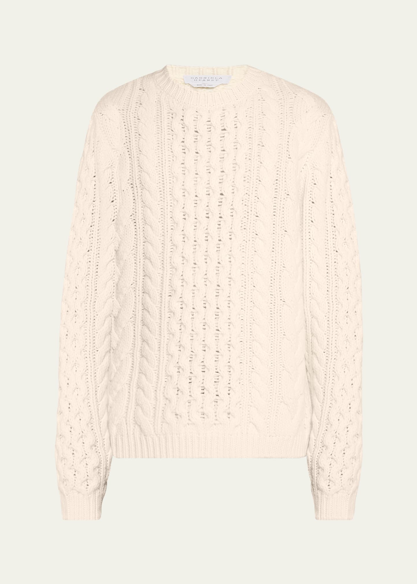 Shop Gabriela Hearst Men's Geoffrey Cashmere Knit Crewneck Sweater In Ivory