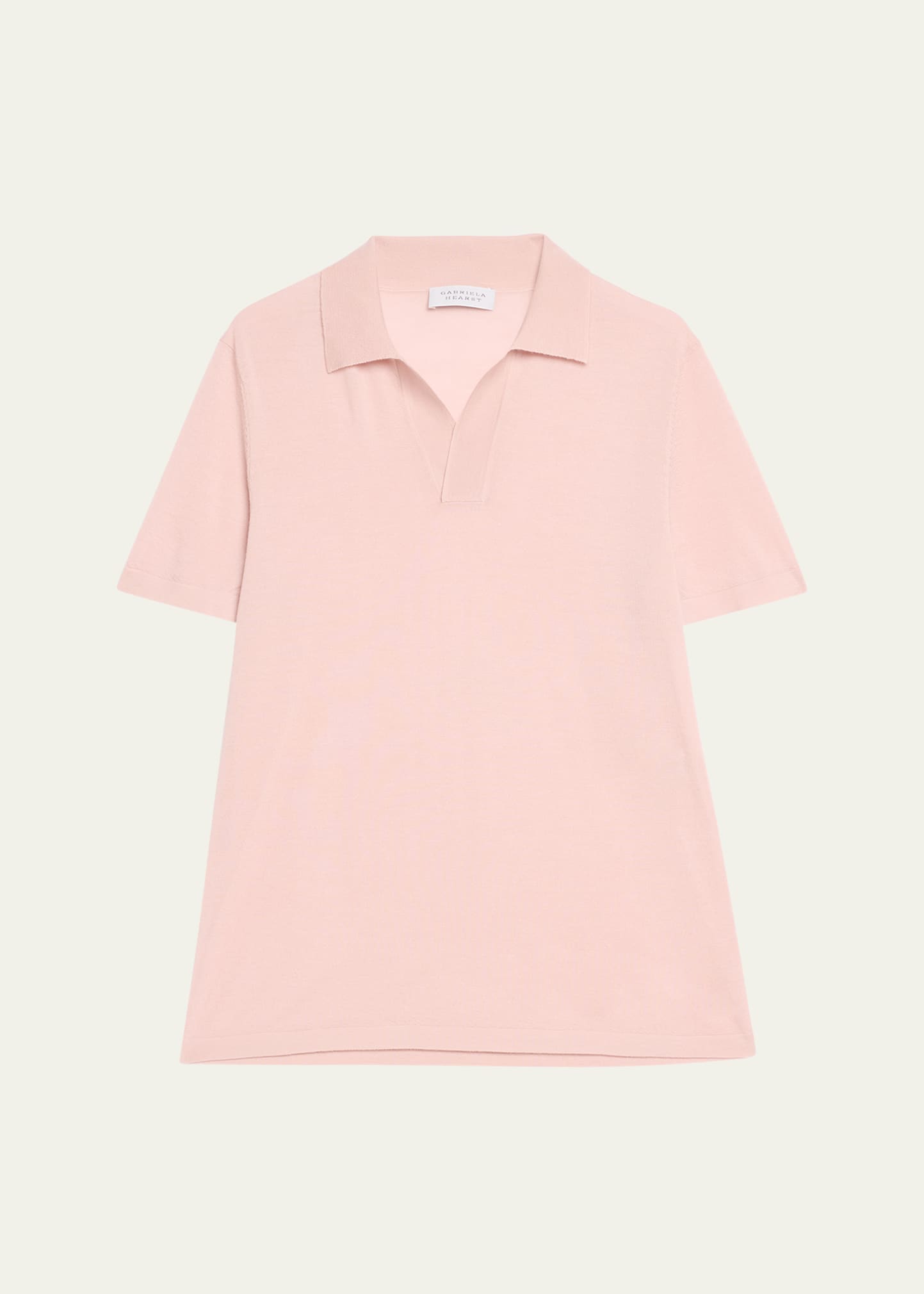 Shop Gabriela Hearst Men's Stendhal Cashmere Knit Polo Shirt In Blush