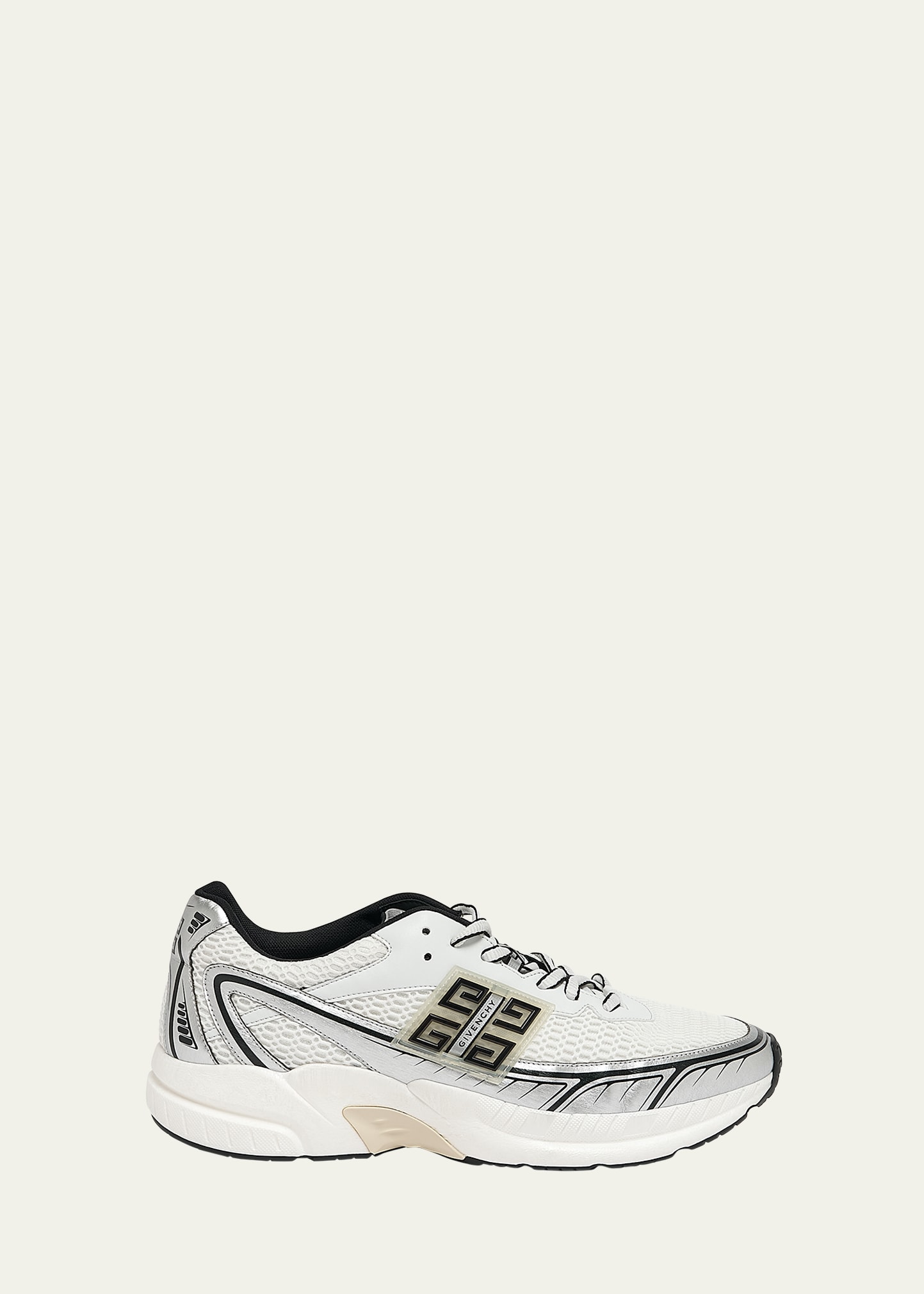 Shop Givenchy Men's Nfnty-52 Mesh Runner Sneakers In White/silver