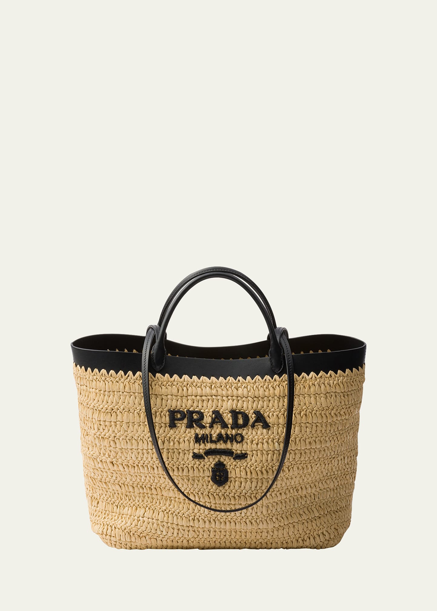 Prada Logo Crochet Tote Bag In F0i55 Naturale Ne