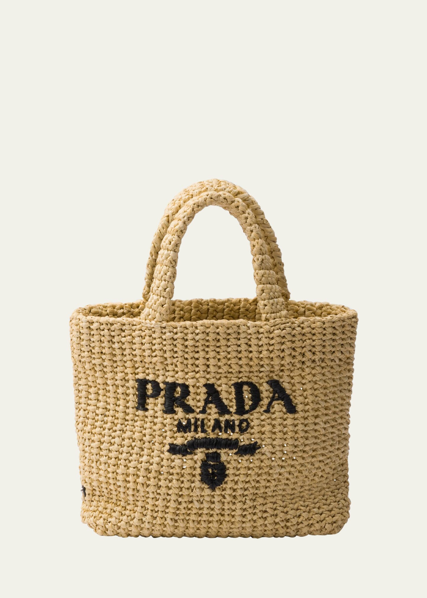 Prada Mini Crochet Tote Bag In F0018 Naturale