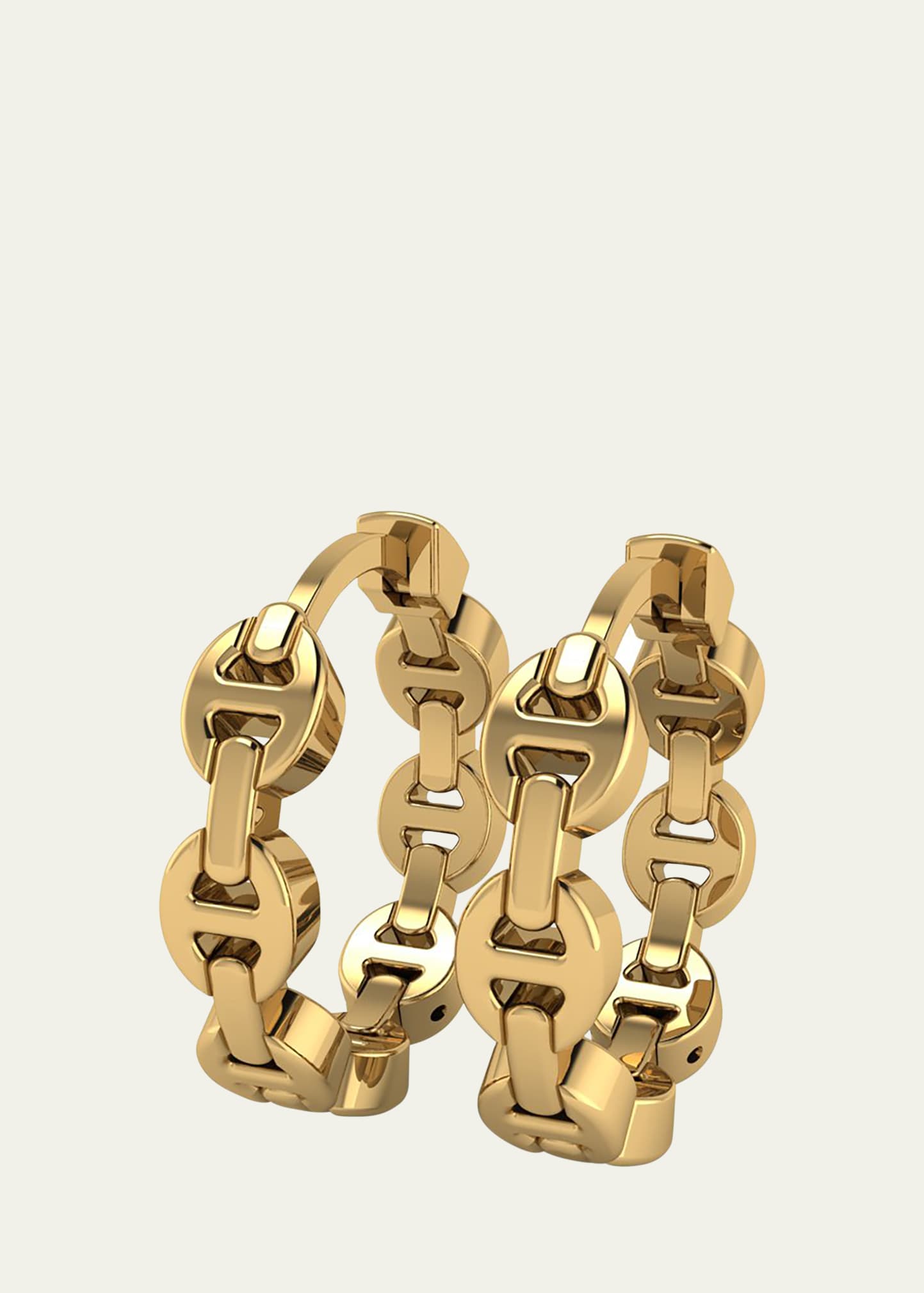 18K Yellow Gold Micro Tri Link Huggie Earrings