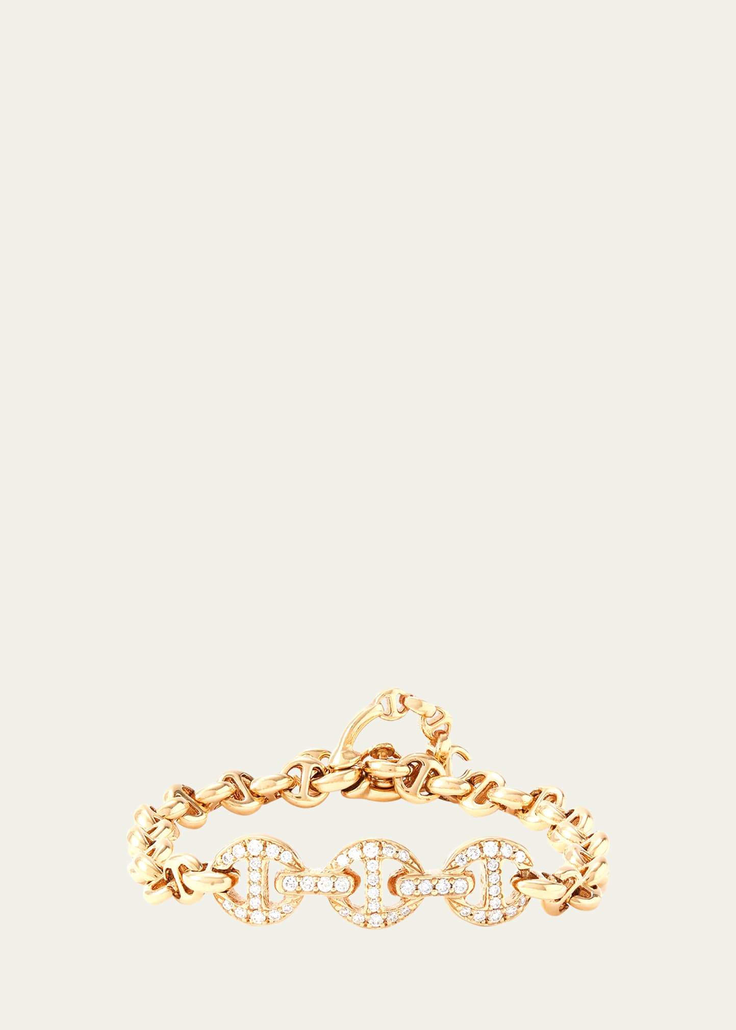 18K Yellow Gold ID Bracelet with White Diamond Pendant and Toggle