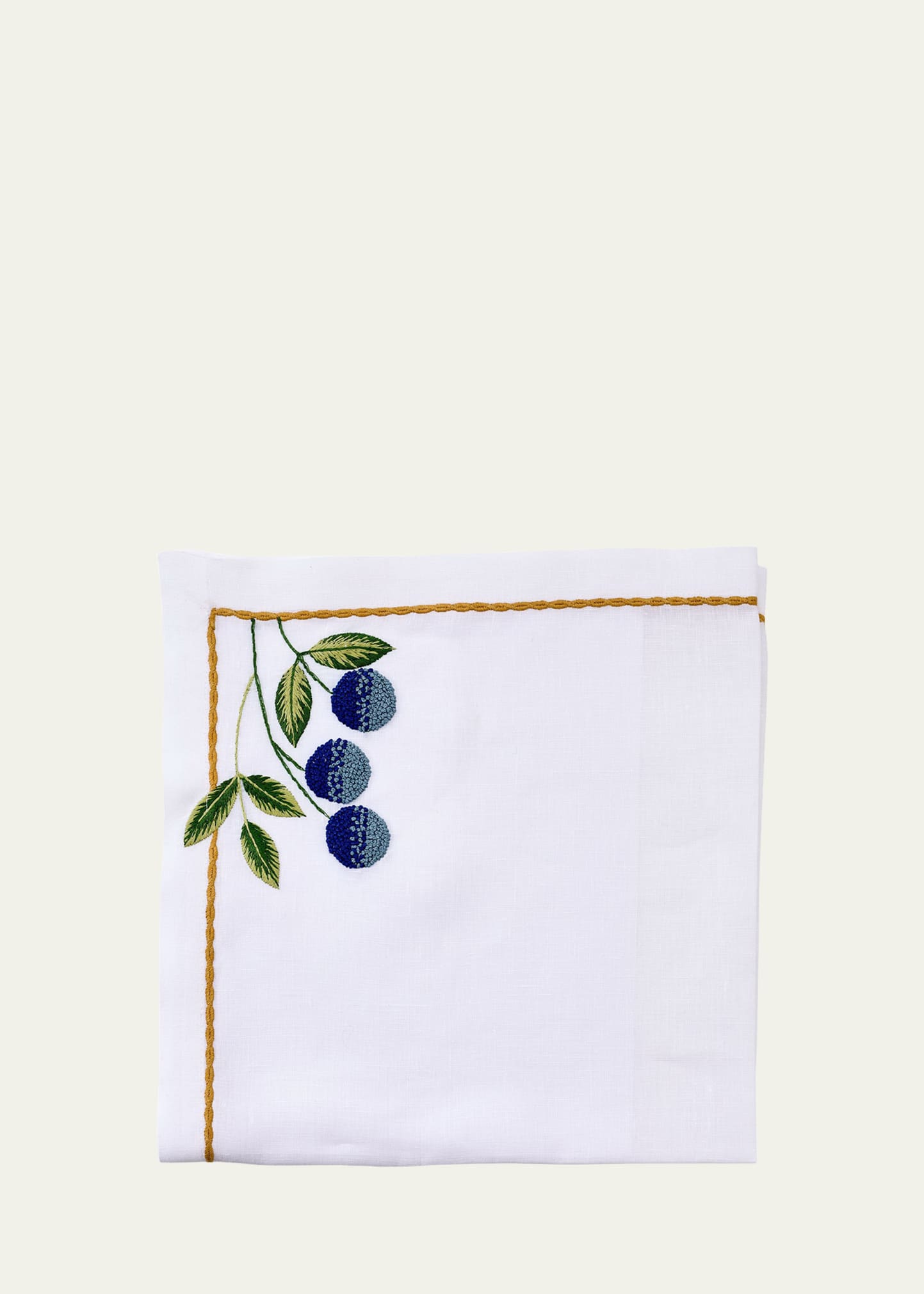 Blueberry Fruit Blossom Embroidered Napkin