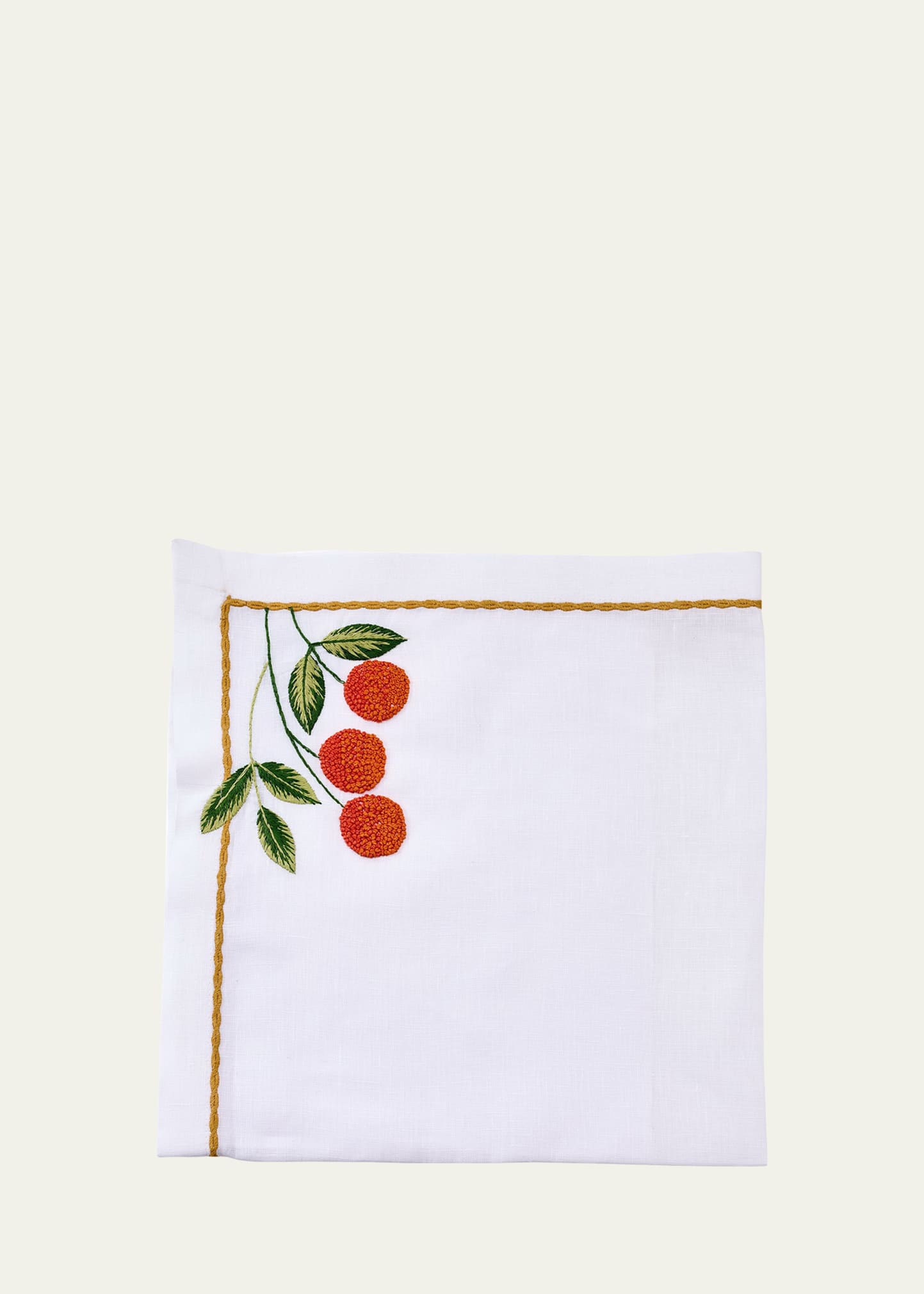 Orange Fruit Blossom Embroidered Napkin