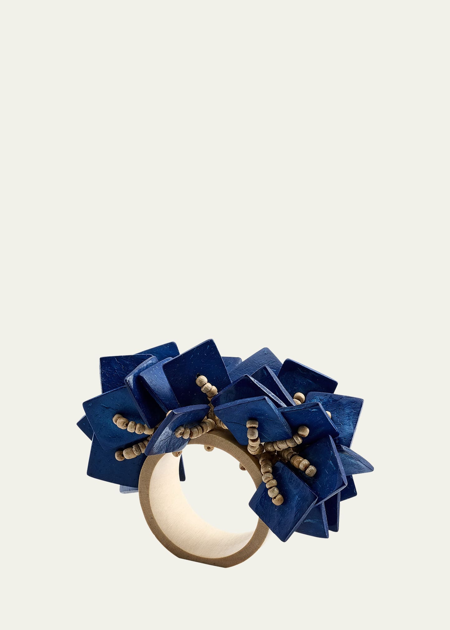 Royal Blue Wood Tassel Napkin Ring