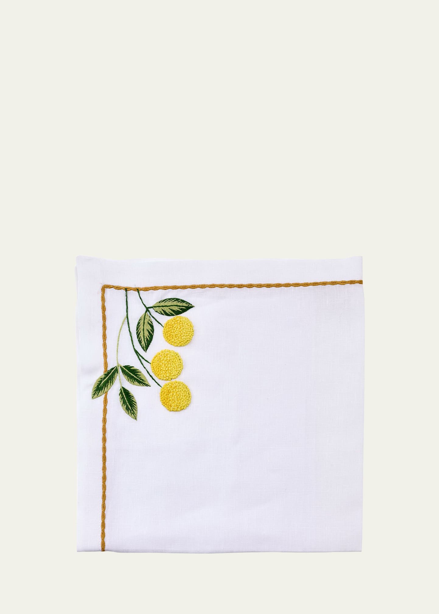 Lemon Fruit Blossom Embroidered Napkin