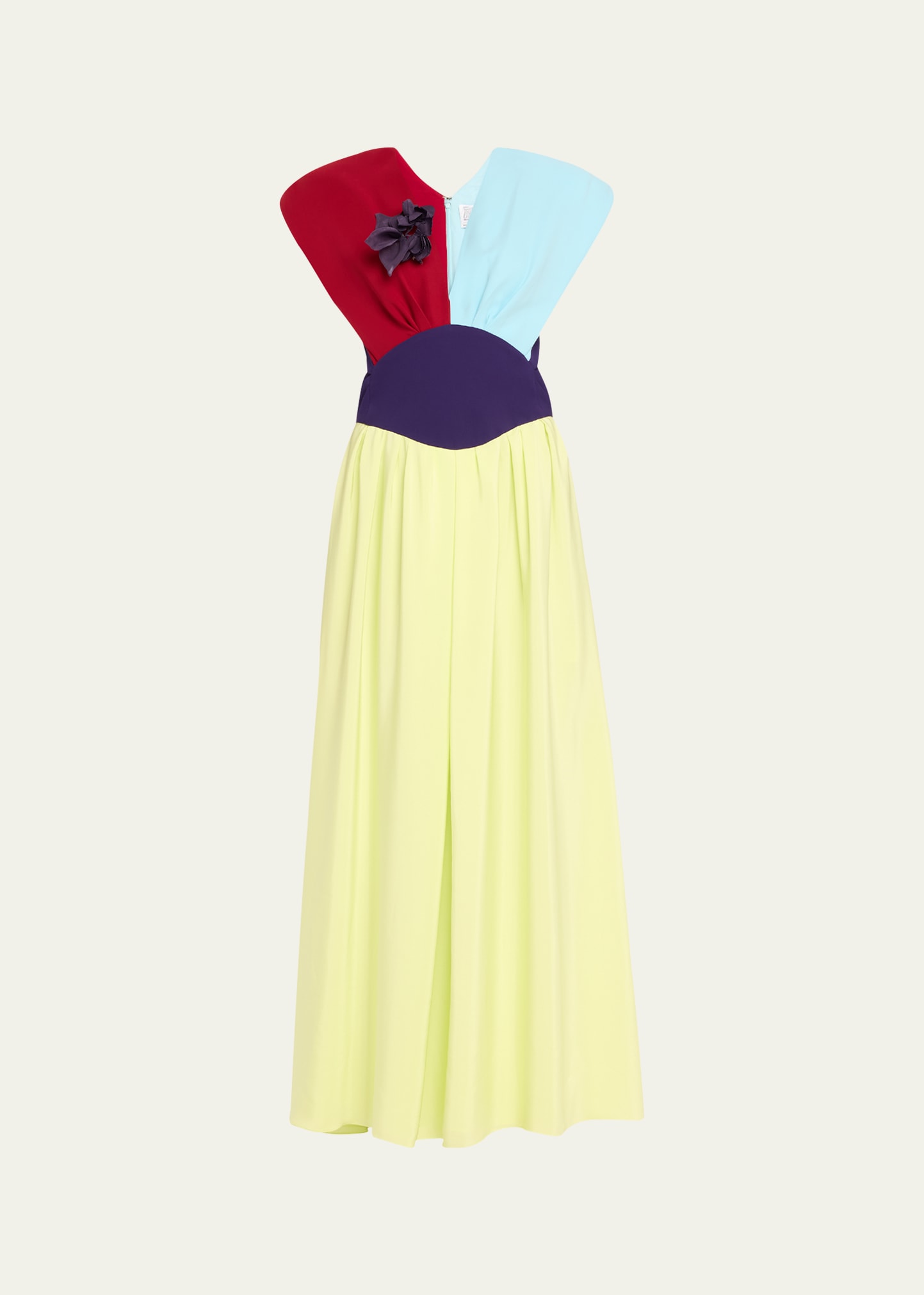 Shop Rosie Assoulin In Full Bloom Colorblock Dress In Citrus
