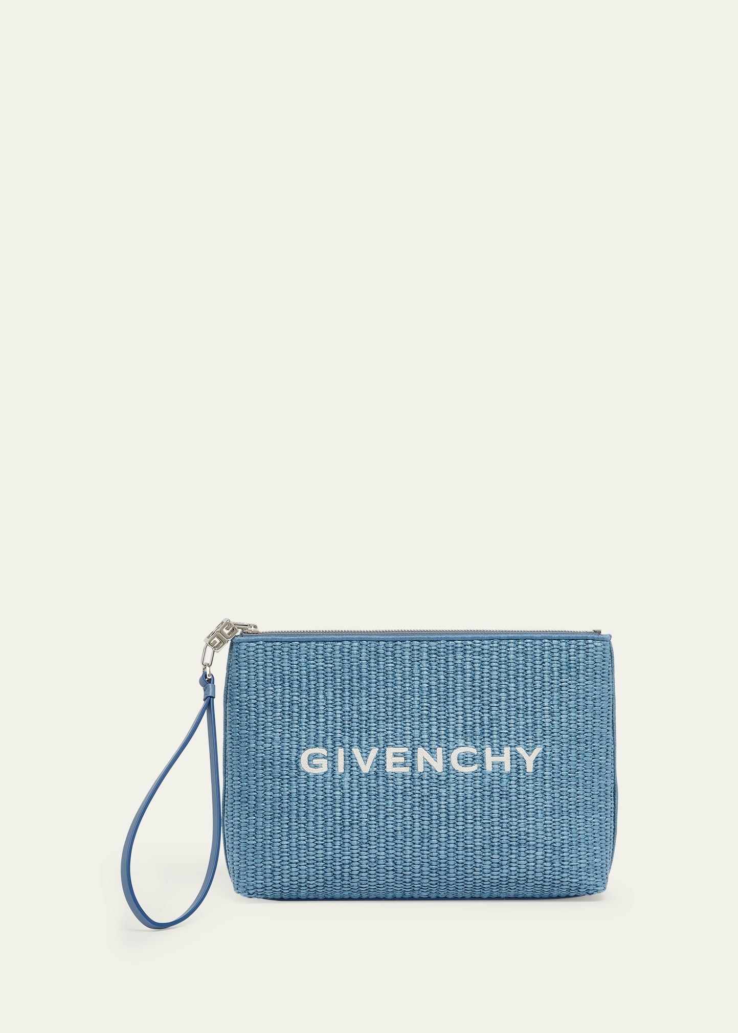 Shop Givenchy Logo Travel Pouch Wristlet In Denim Blue