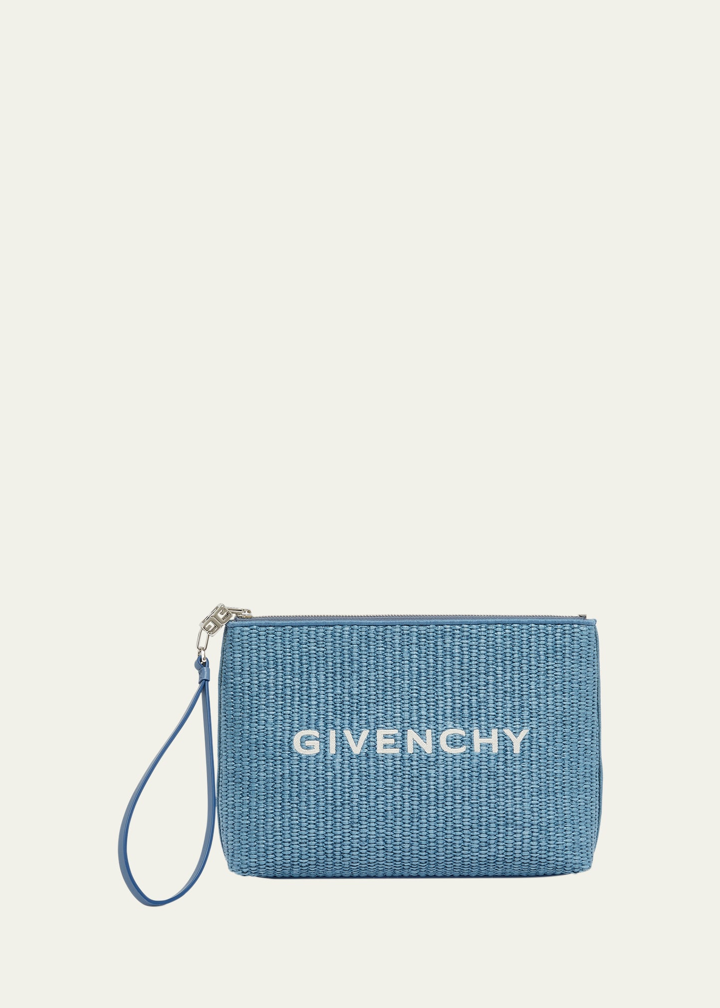Givenchy Logo Travel Pouch Wristlet In Denim Blue