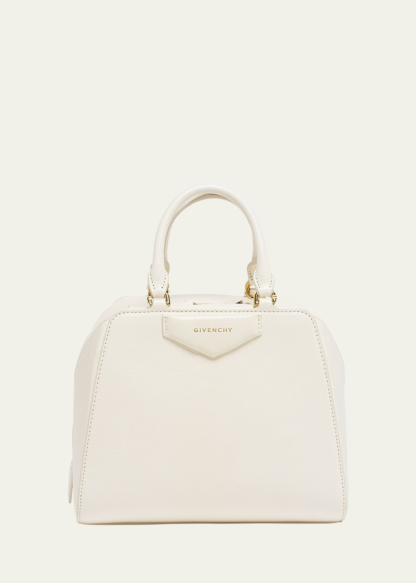 Givenchy Antigona Cube Mini Top-handle Bag In Shiny Tumbled Leather In Ivory
