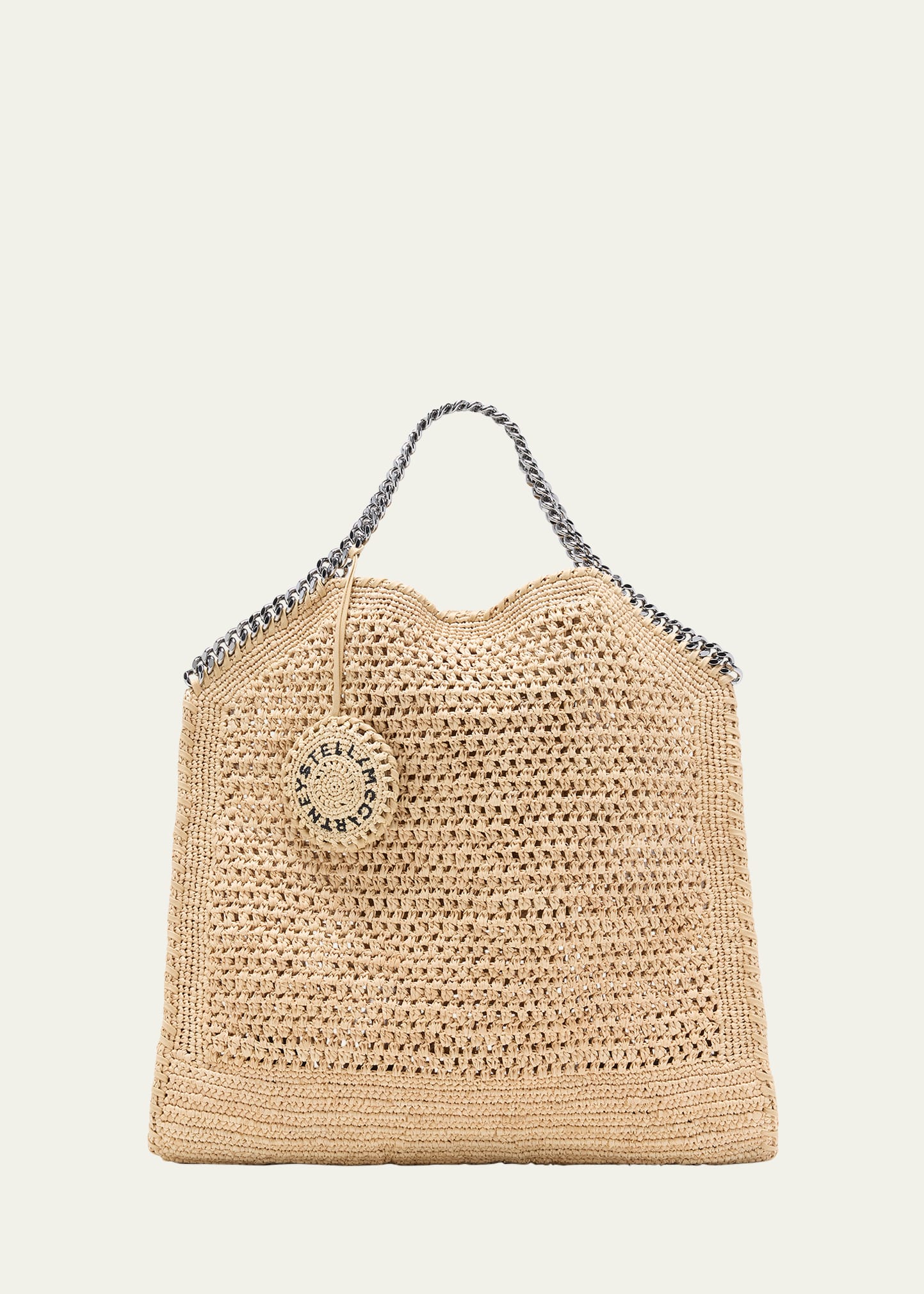 Stella Mccartney Falabella Small Eco Crochet Raffia Tote Bag In 9500 Natural