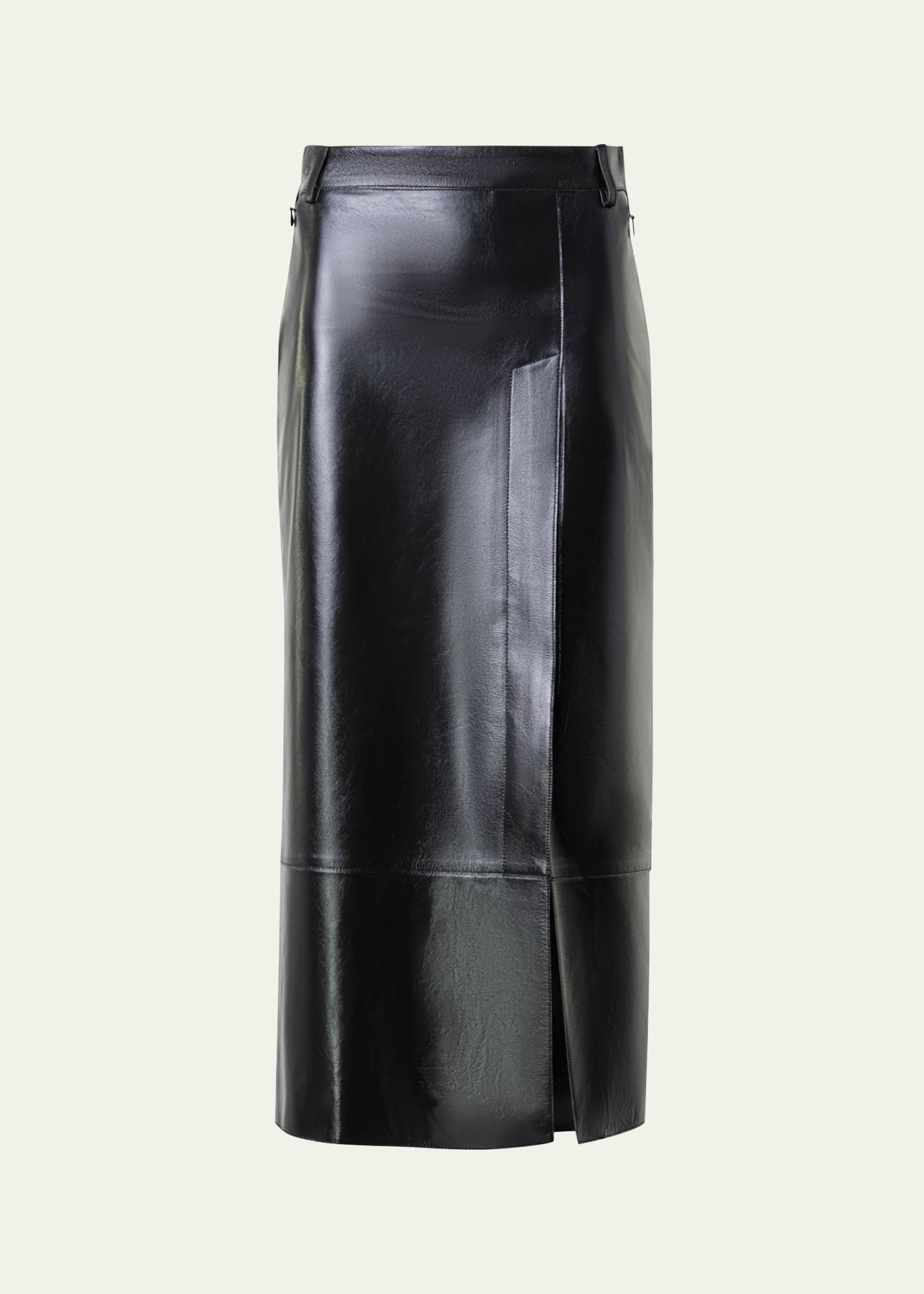 Akris Lacquer Nappa Leather Pencil Skirt In Kale Green