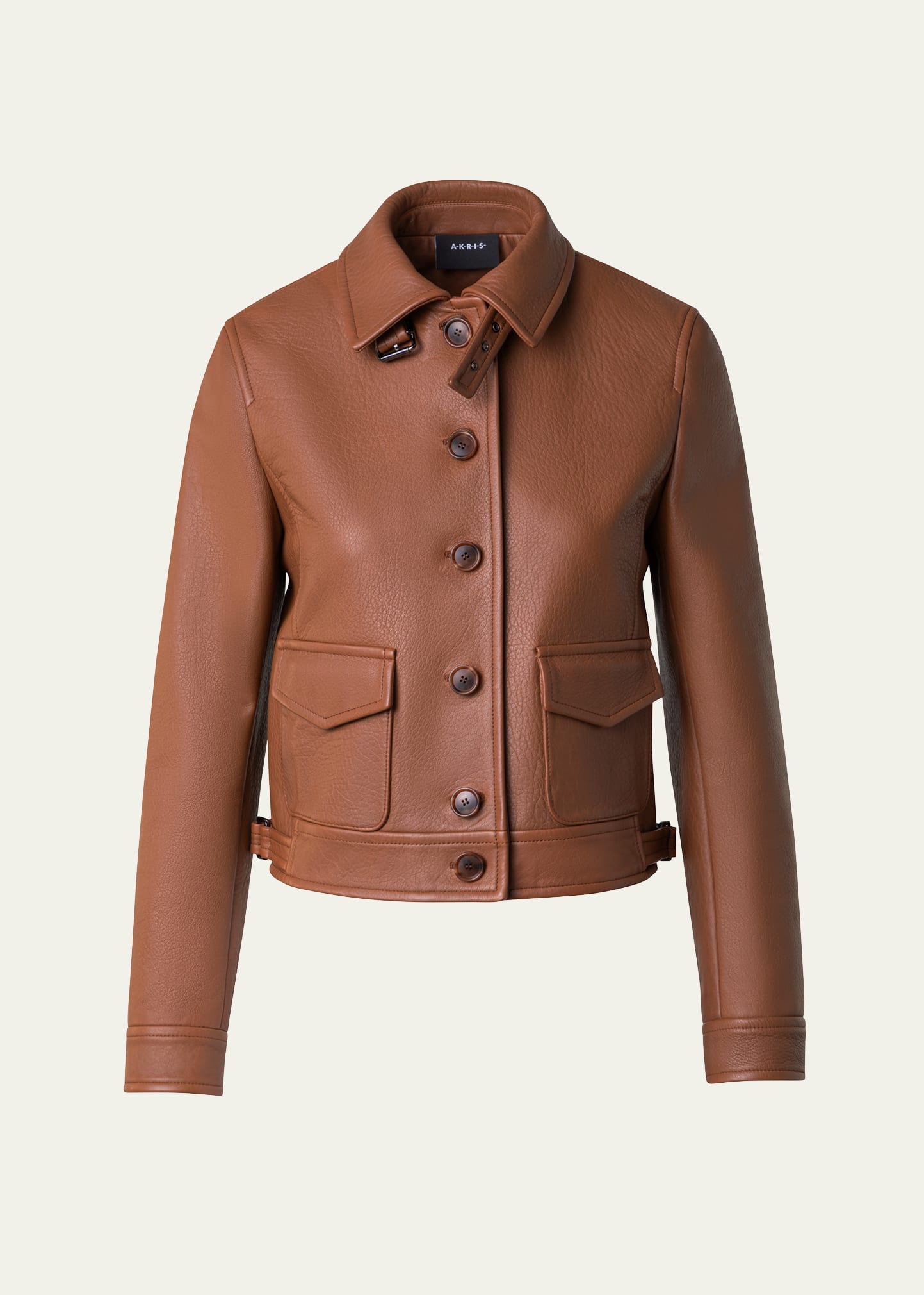Akris Nappa Leather Short Bomber Jacket In Vicuna