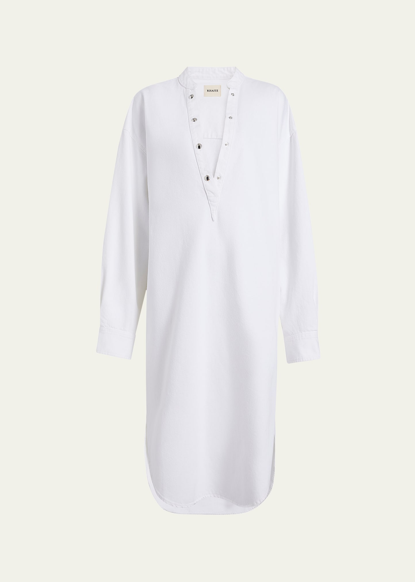 Shop Khaite Seffi Denim Midi Dress In White