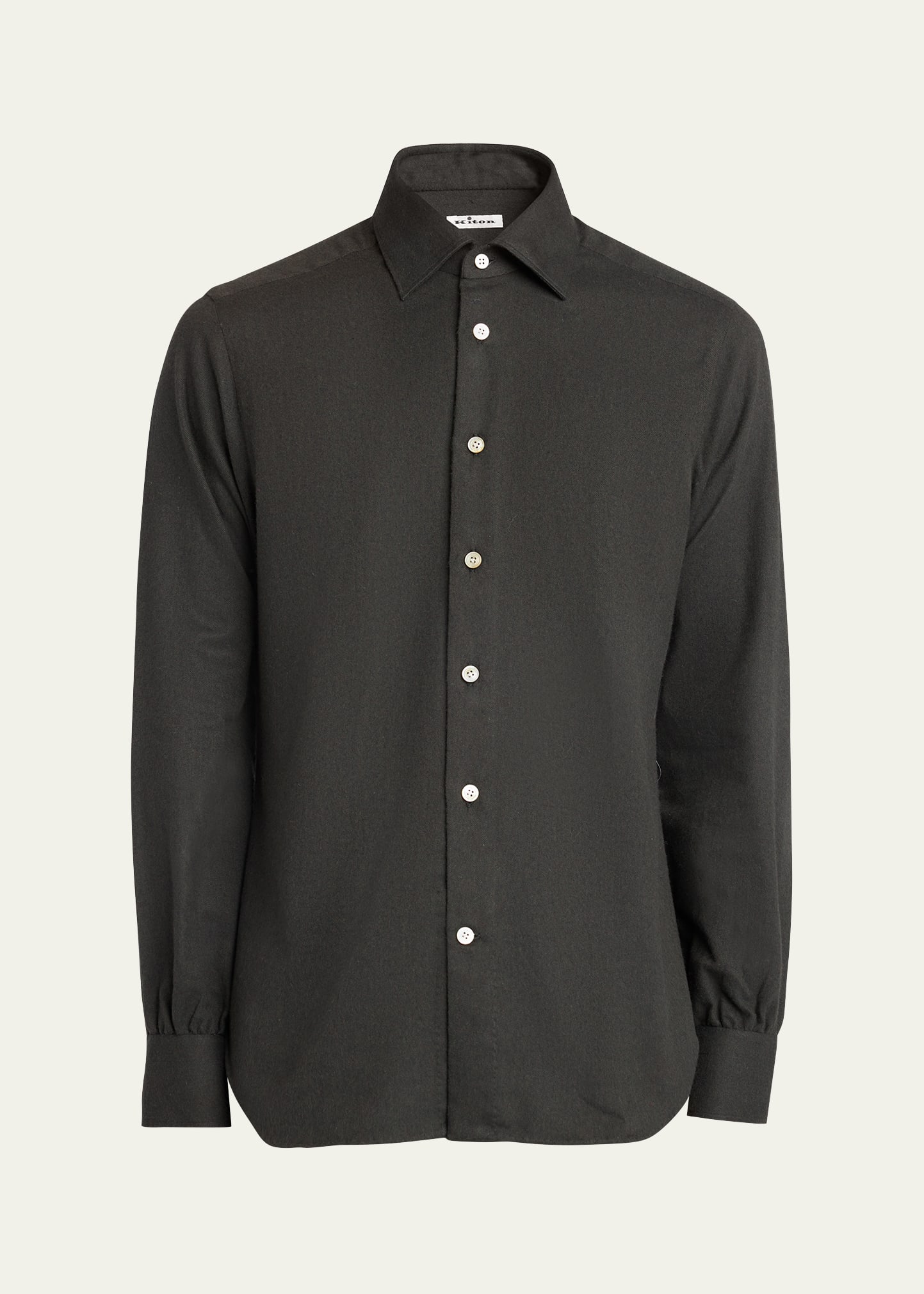 KITON MEN'S TWILL FLANNEL SPORT SHIRT 