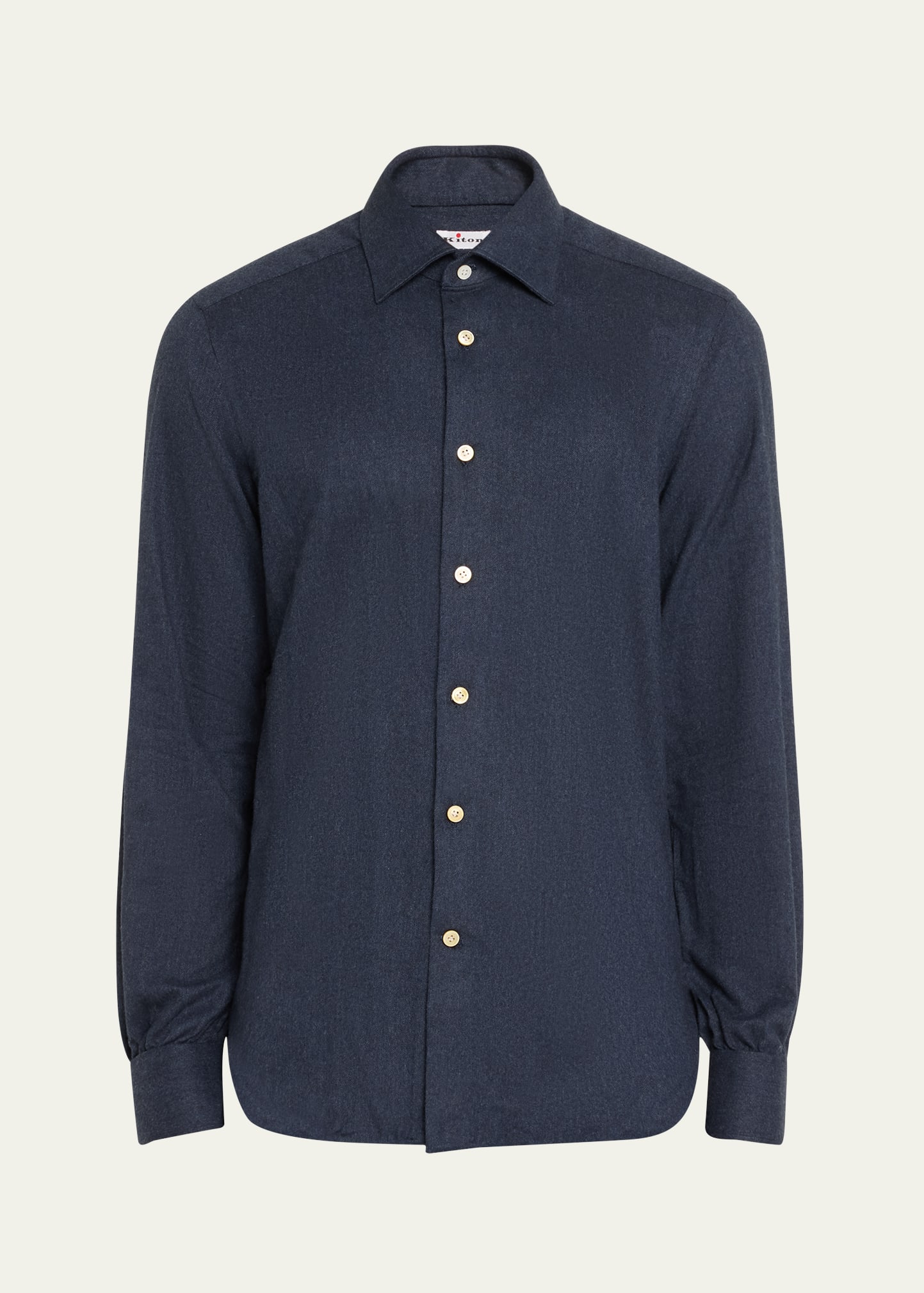 KITON MEN'S TWILL FLANNEL SPORT SHIRT 